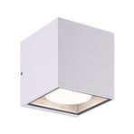 Prios buitenwandlamp Tetje, wit, hoekig, 11,5 cm