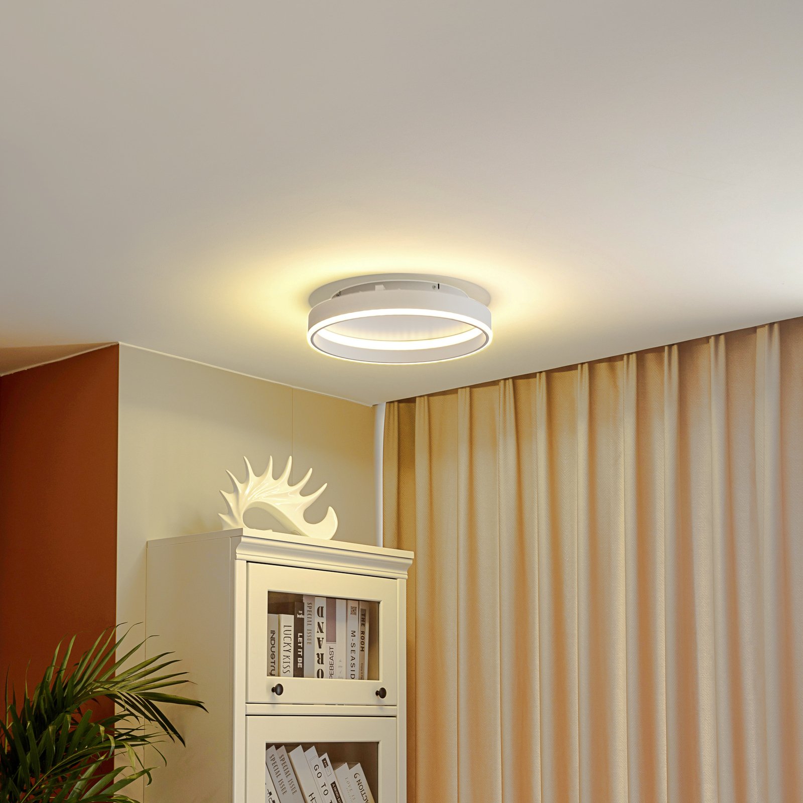 Lindby LED plafondlamp Yasmen, wit, metaal, dimbaar in 3 stappen