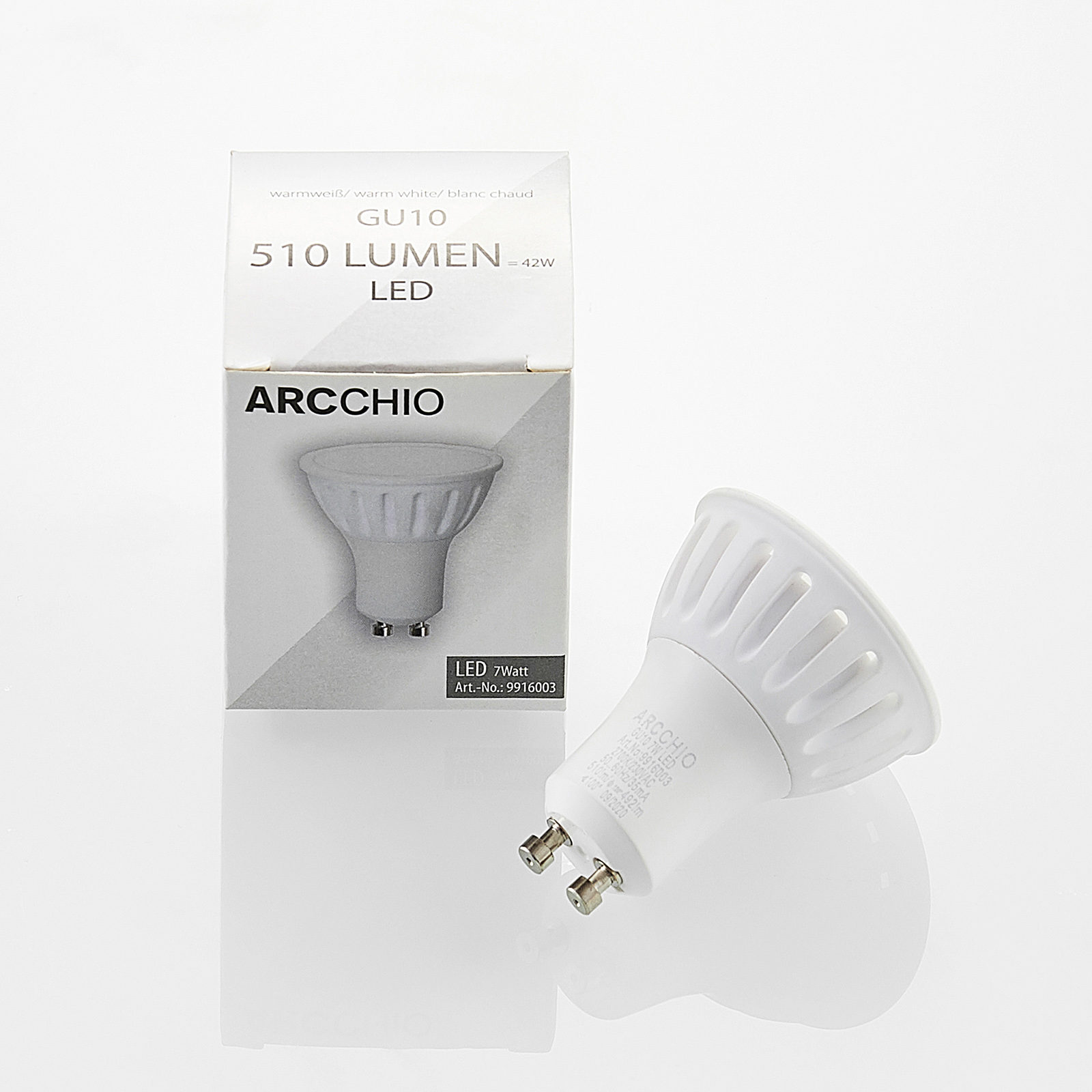 Arcchio-LED-heljastin GU10 100° 7W 2700K himmennys