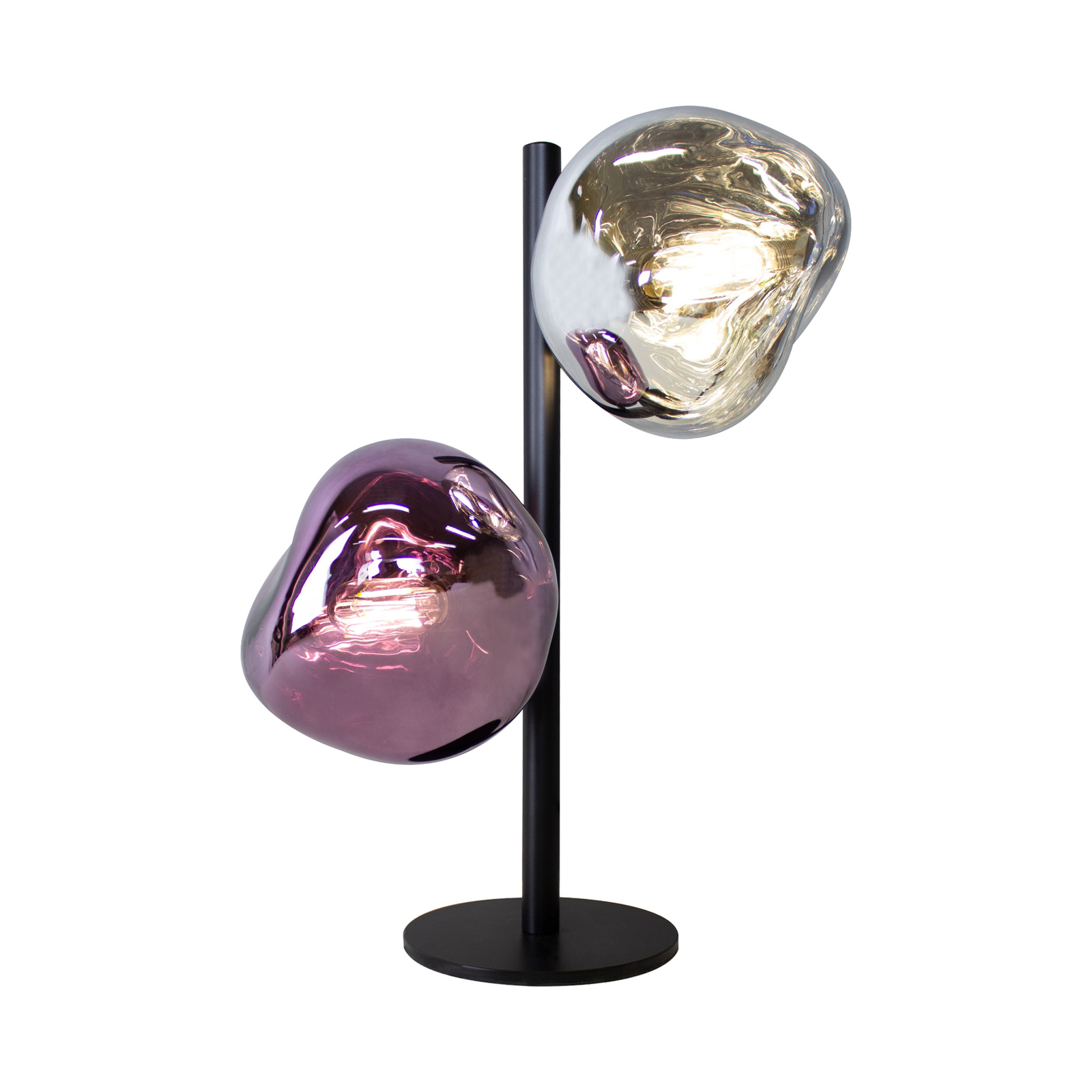 Lampe de table Canopus violet/argenté hauteur 40 cm à 2 lampes verre E14