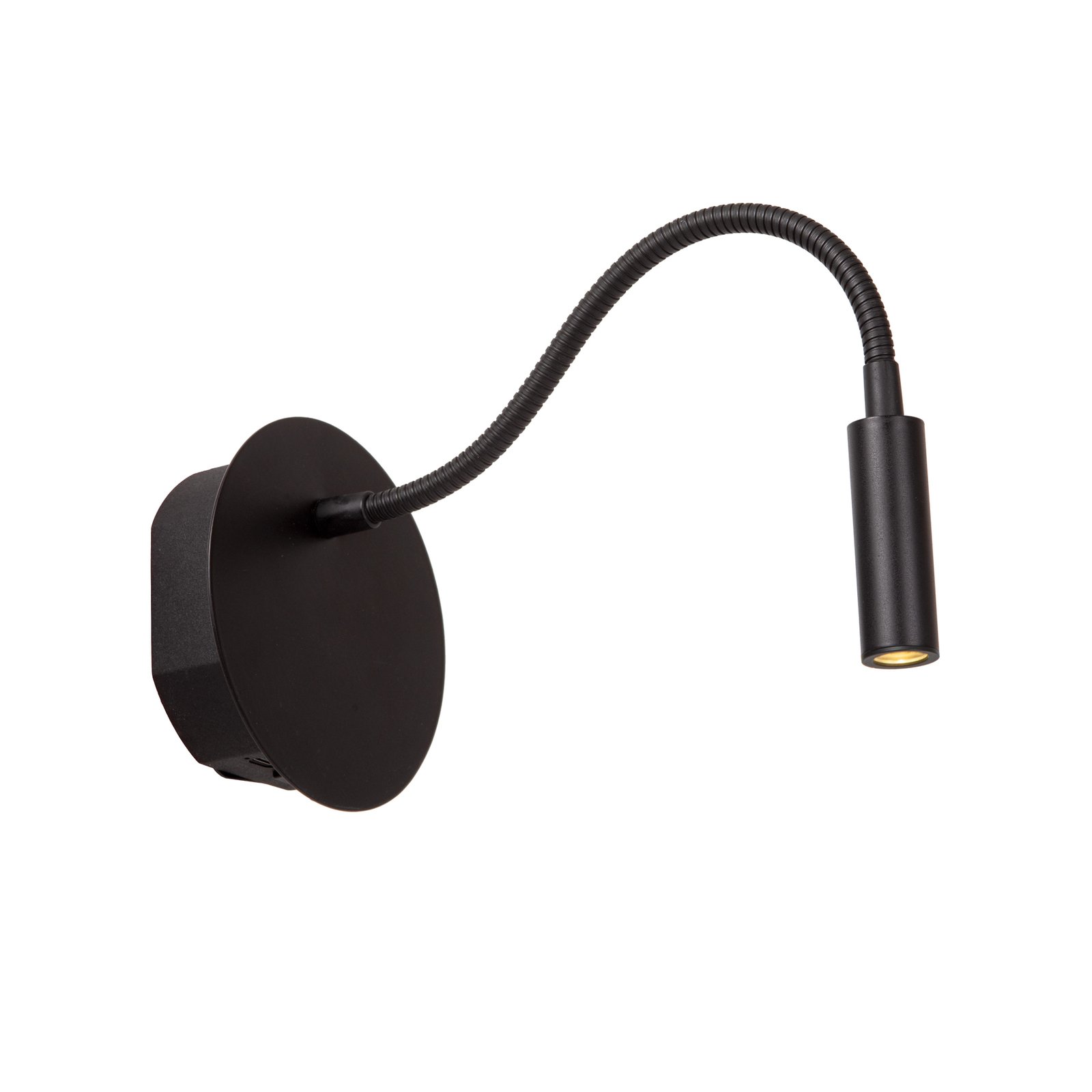 LED battery wall spotlight Jolijn, black, flexible arm, Ø 11 cm, magnet