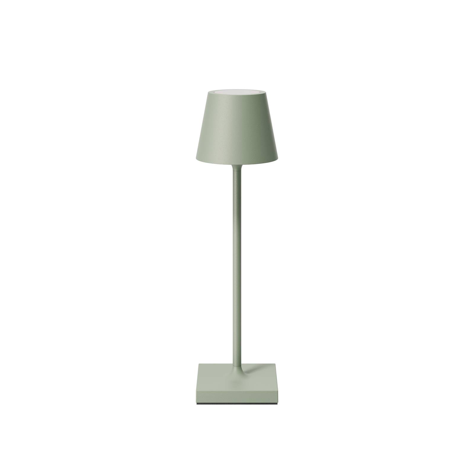 LED-Akkutischlampe Nuindie pocket, salbeigrün, IP54, dimmbar