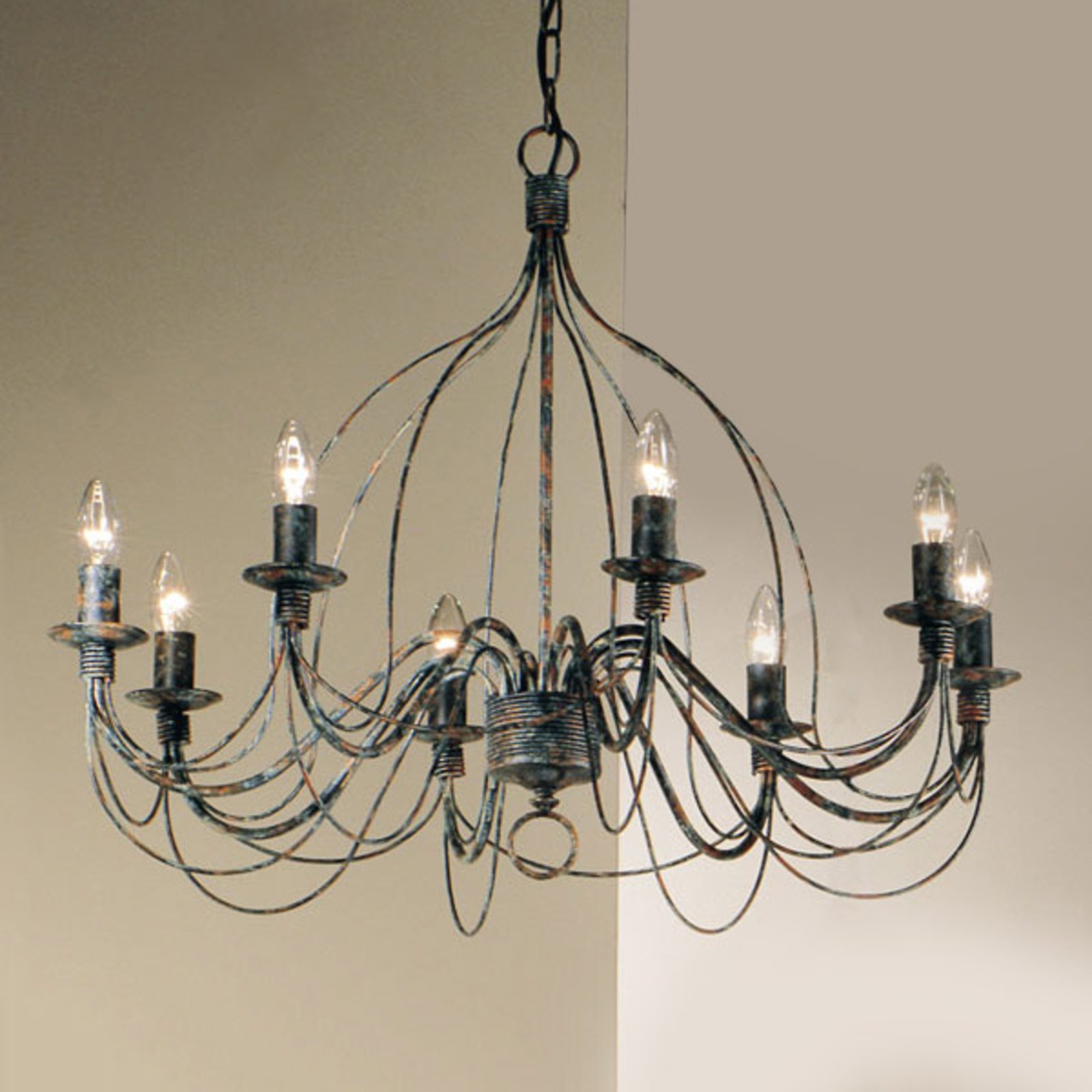Chandelier FILO, eight-bulb, country house