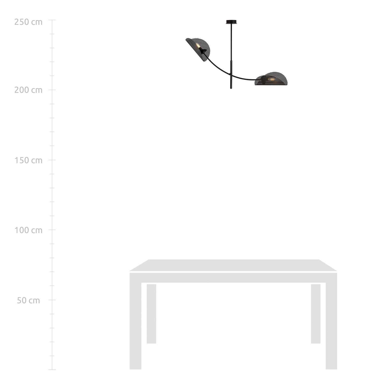 Gladio ceiling lamp, black, 2-bulb