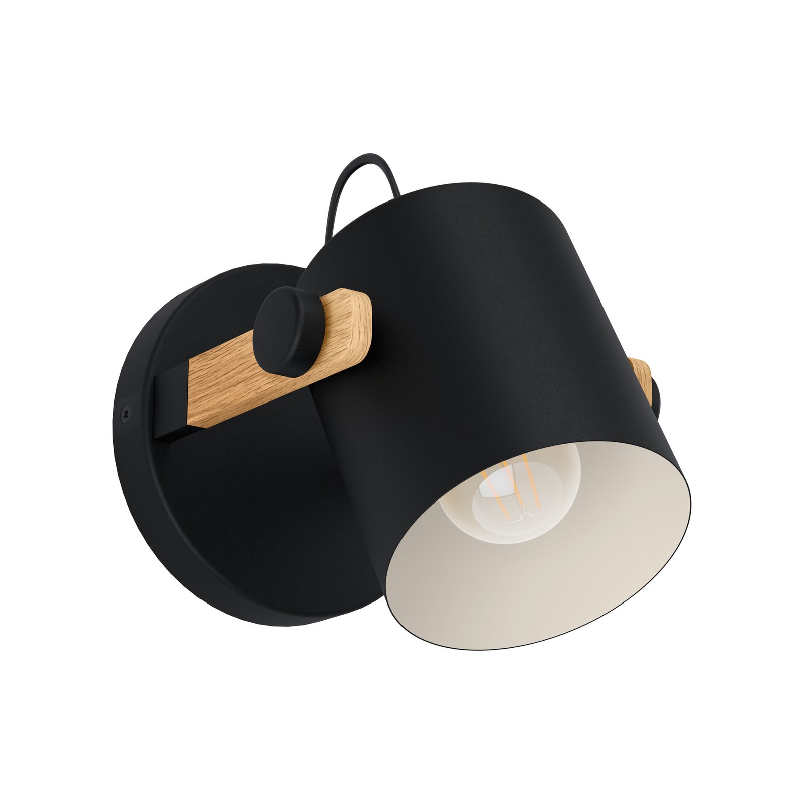 Hornwood vägglampa, Ø 17 cm, svart/brun, stål