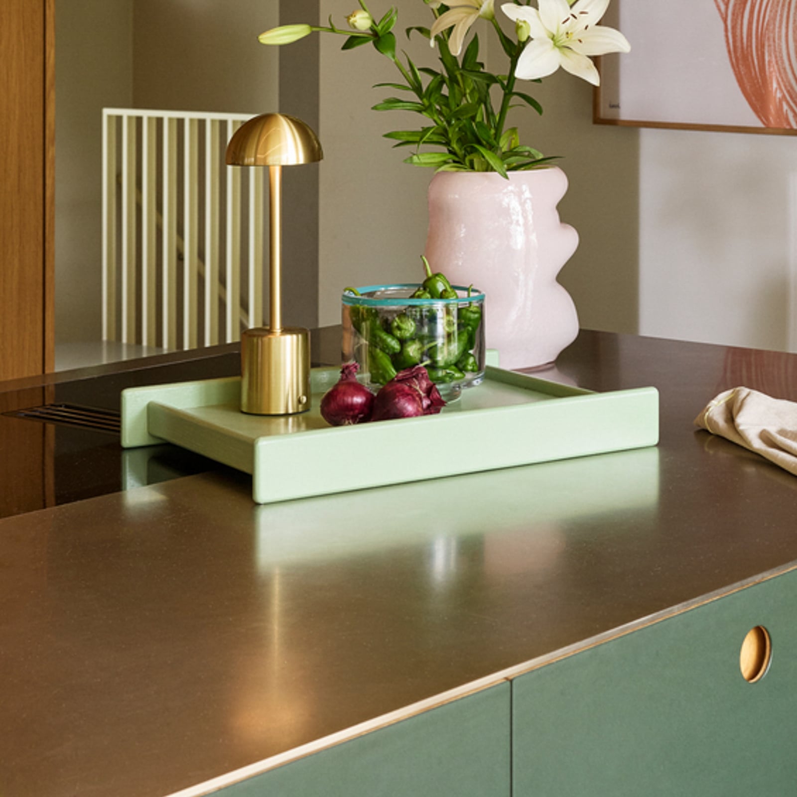 Vassoio Less verde, lunghezza 42 cm - Hübsch