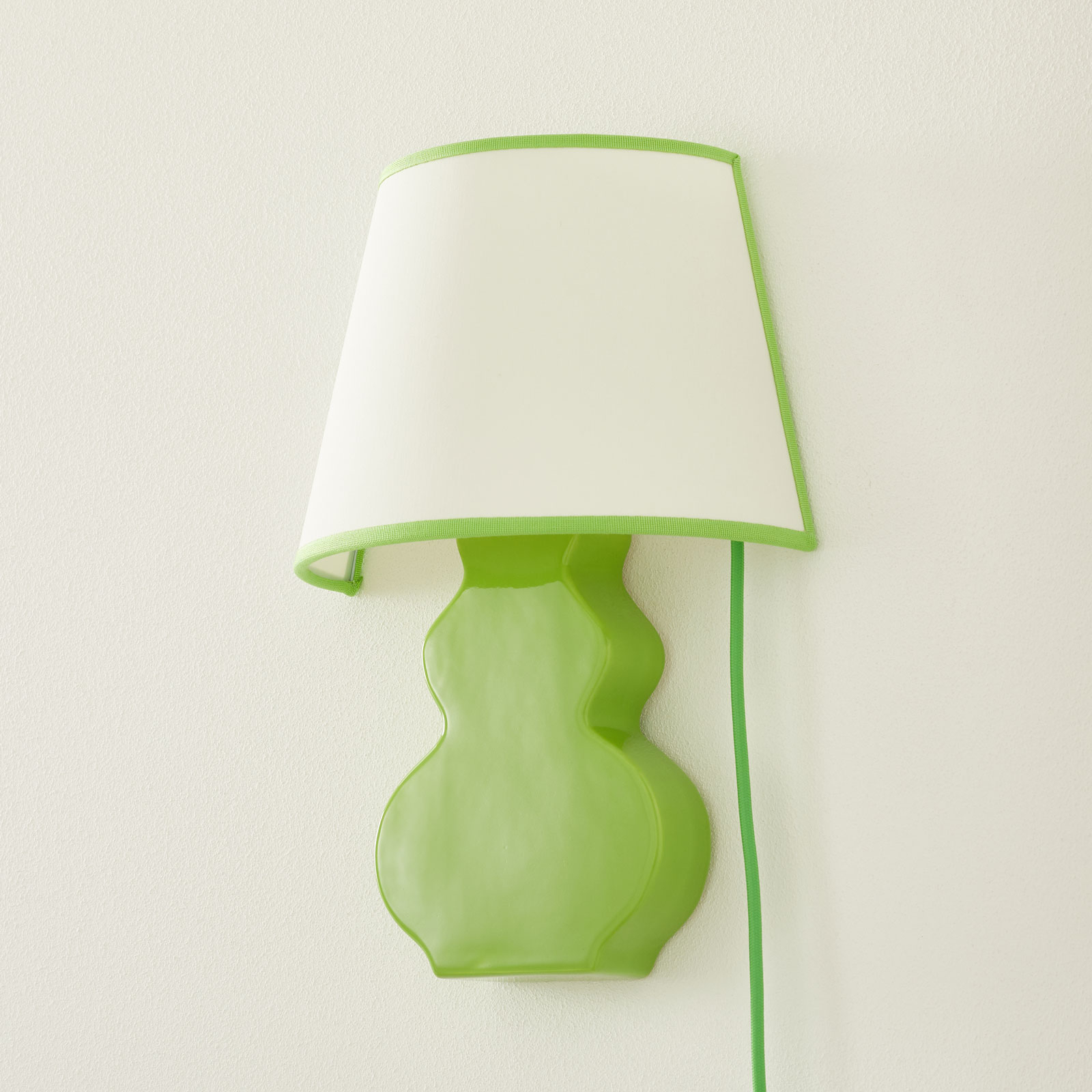 A187 ceramic wall light, fabric lampshade, green