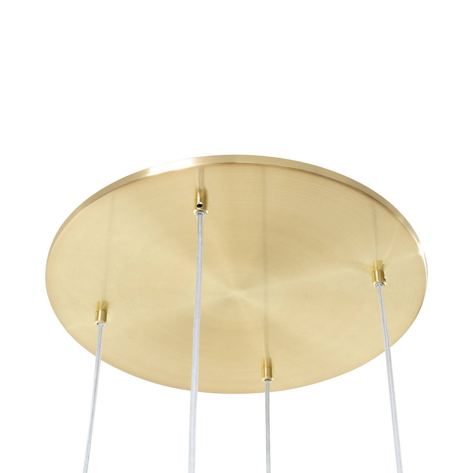 Lucande Hängeleuchte Lunelle, messing, Glas, 4-flg., Ø 40cm