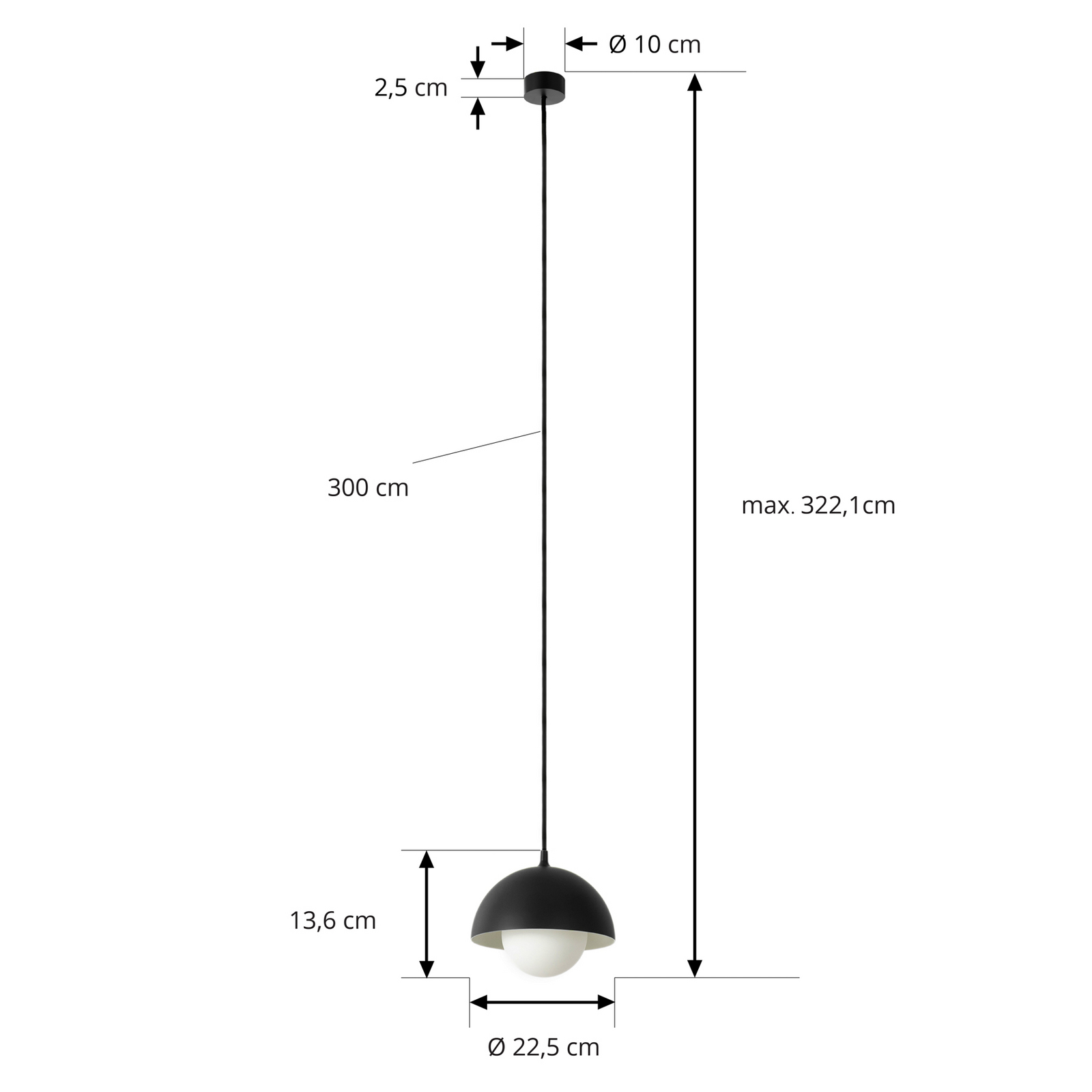 Hide Lampa Wisząca Ø17 Black - NOLA