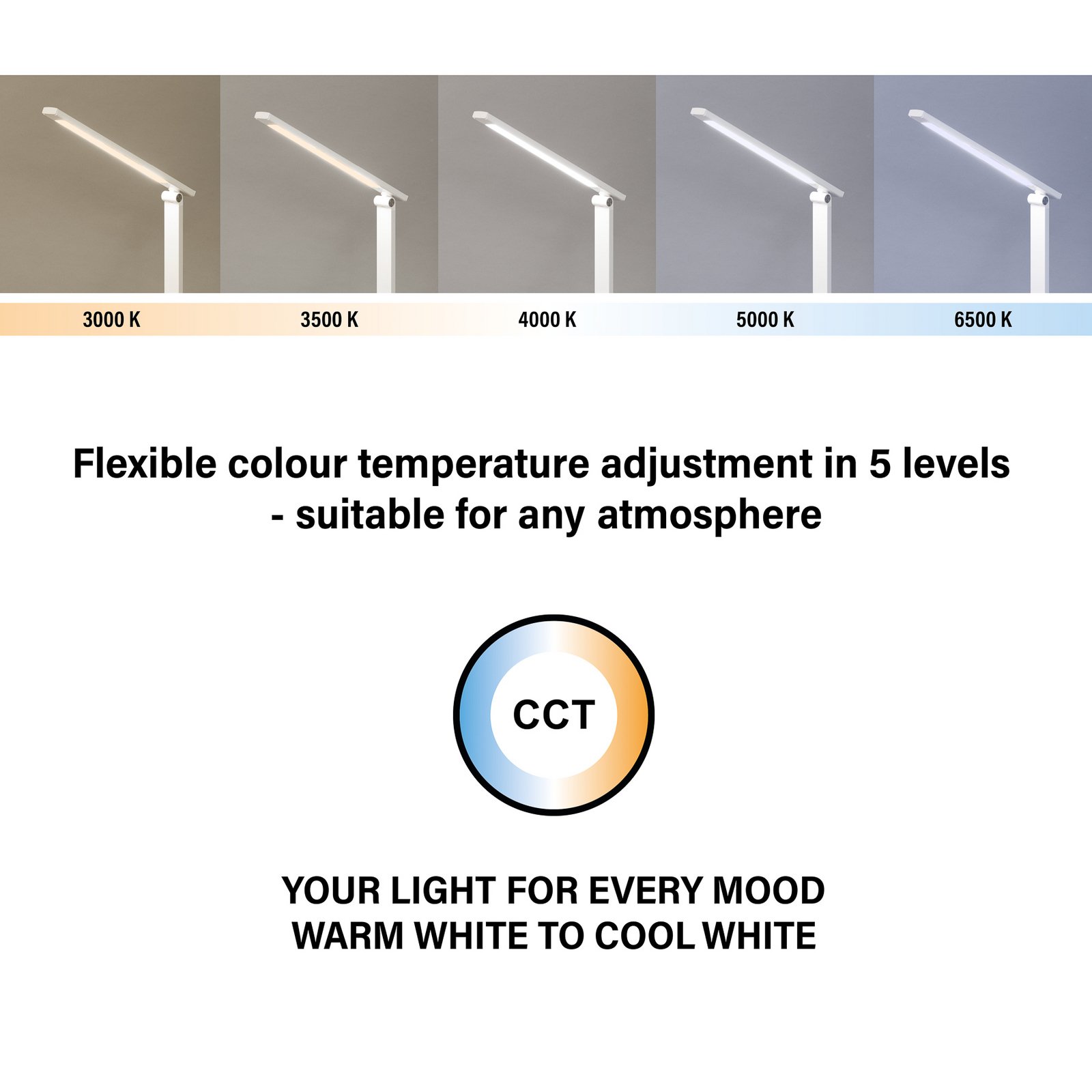 Lámpara de escritorio Ole LED recargable, blanca, sensor, atenuable, CCT Lámpara de escritorio Ole LED recargable, blanca, sensor, atenuable, CCT