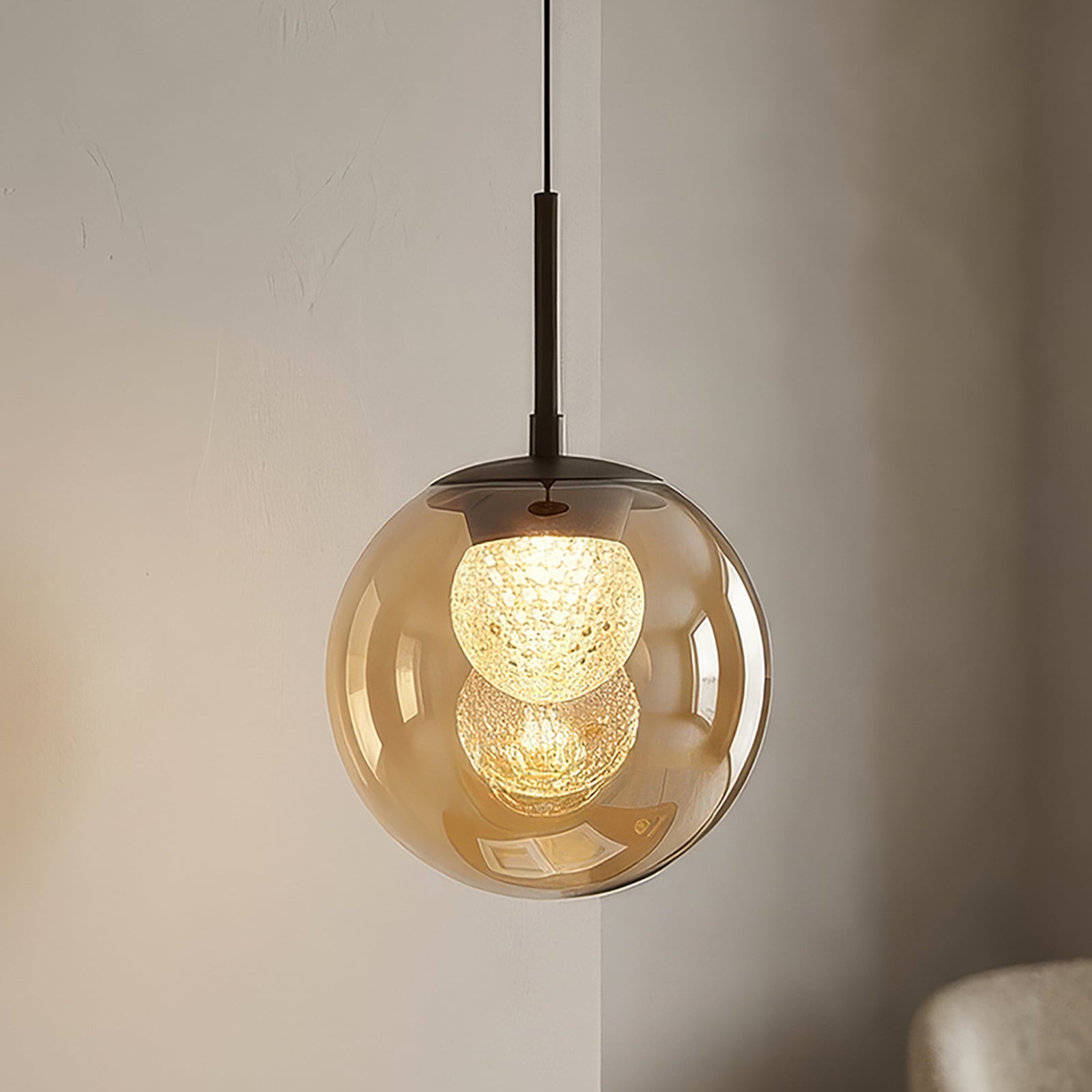 LED-Hängeleuchte Solis, 1-flammig, bronze, Glas, 2.700 K