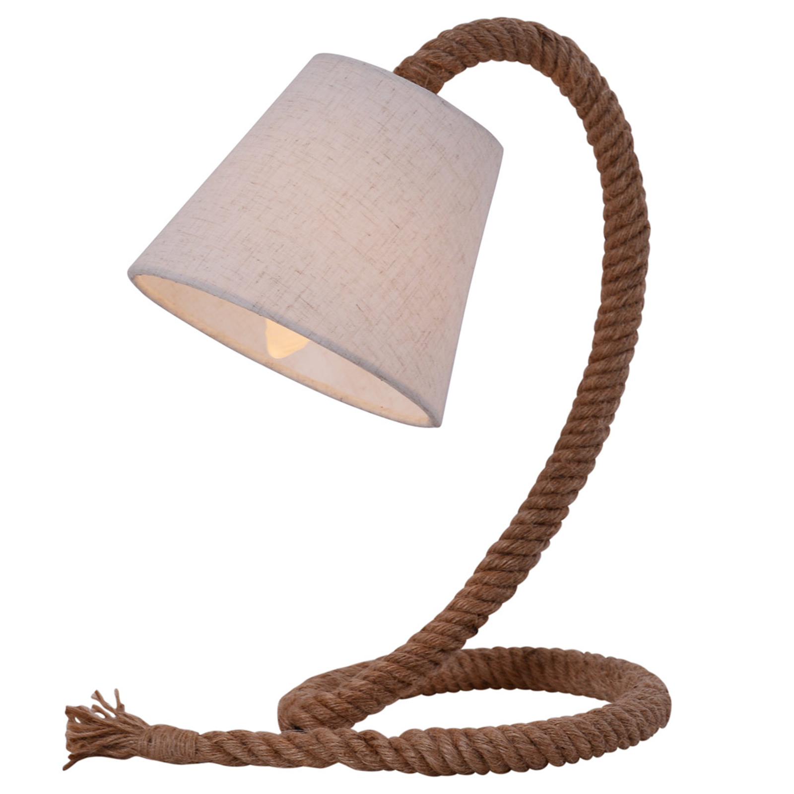 Rope bordlampe med tekstilskjerm og naturtau