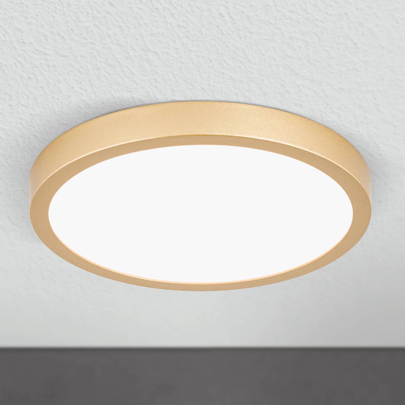 Vika LED ceiling light, round, matt gold, Ø 23 cm