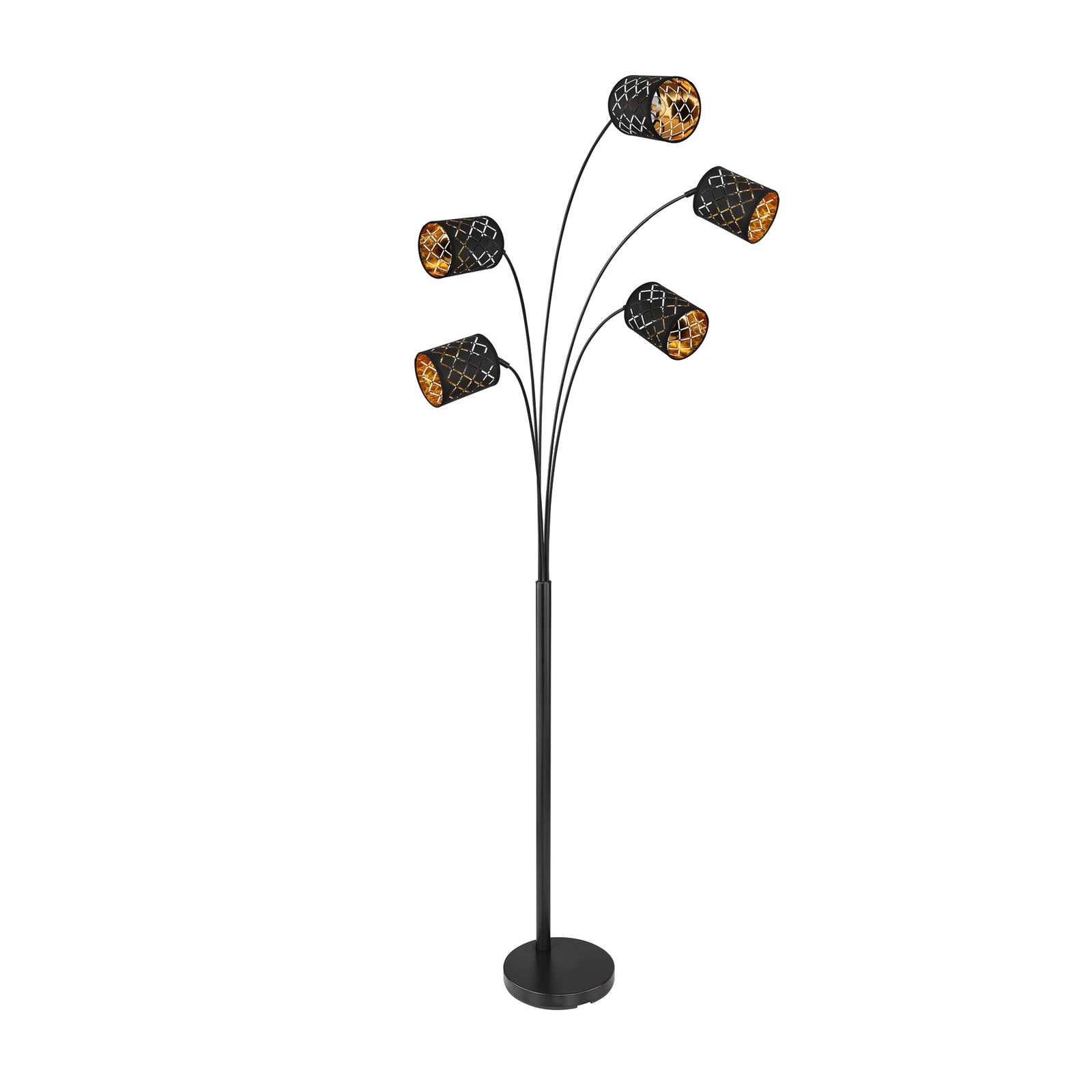 Stojací lampa Clarke, černá/zlatá, pět zdrojů