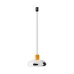 Stilnovo LED-Hängelampe Trepiù, chromfarben/gelb, Ø 40 cm