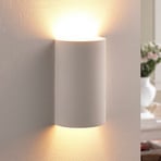 Wandlamp Lindby Colja, rond, hoogte 16 cm, gips, wit