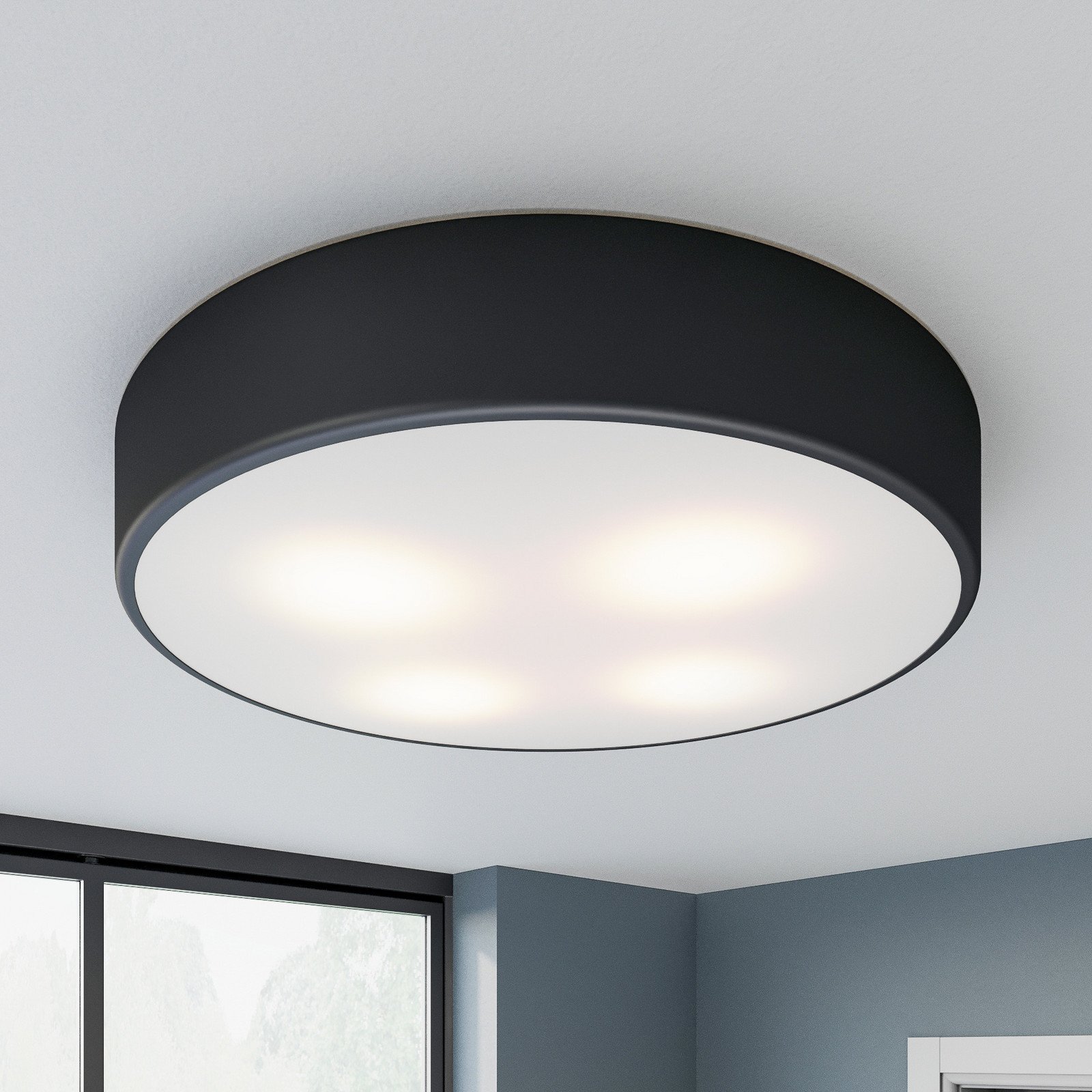 TEMAR LIGHTING Plafonieră Cleo Ø 50 cm IP20 negru metal E27 - Camera de zi / sufragerie - Modern