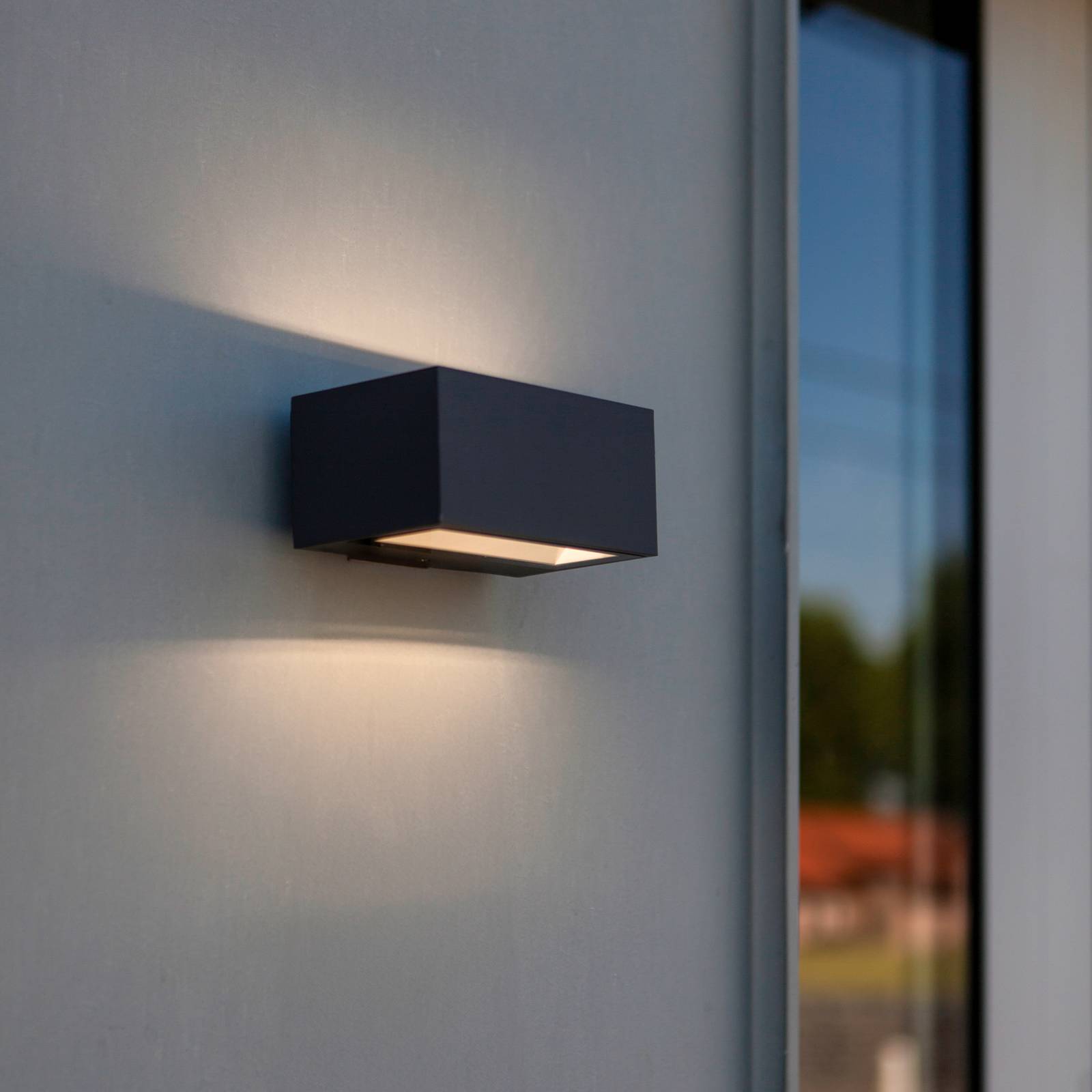 LUTEC LED buiten wandlamp GEMINI, donkergrijs, 14 cm, IP54, omhoog/omlaag