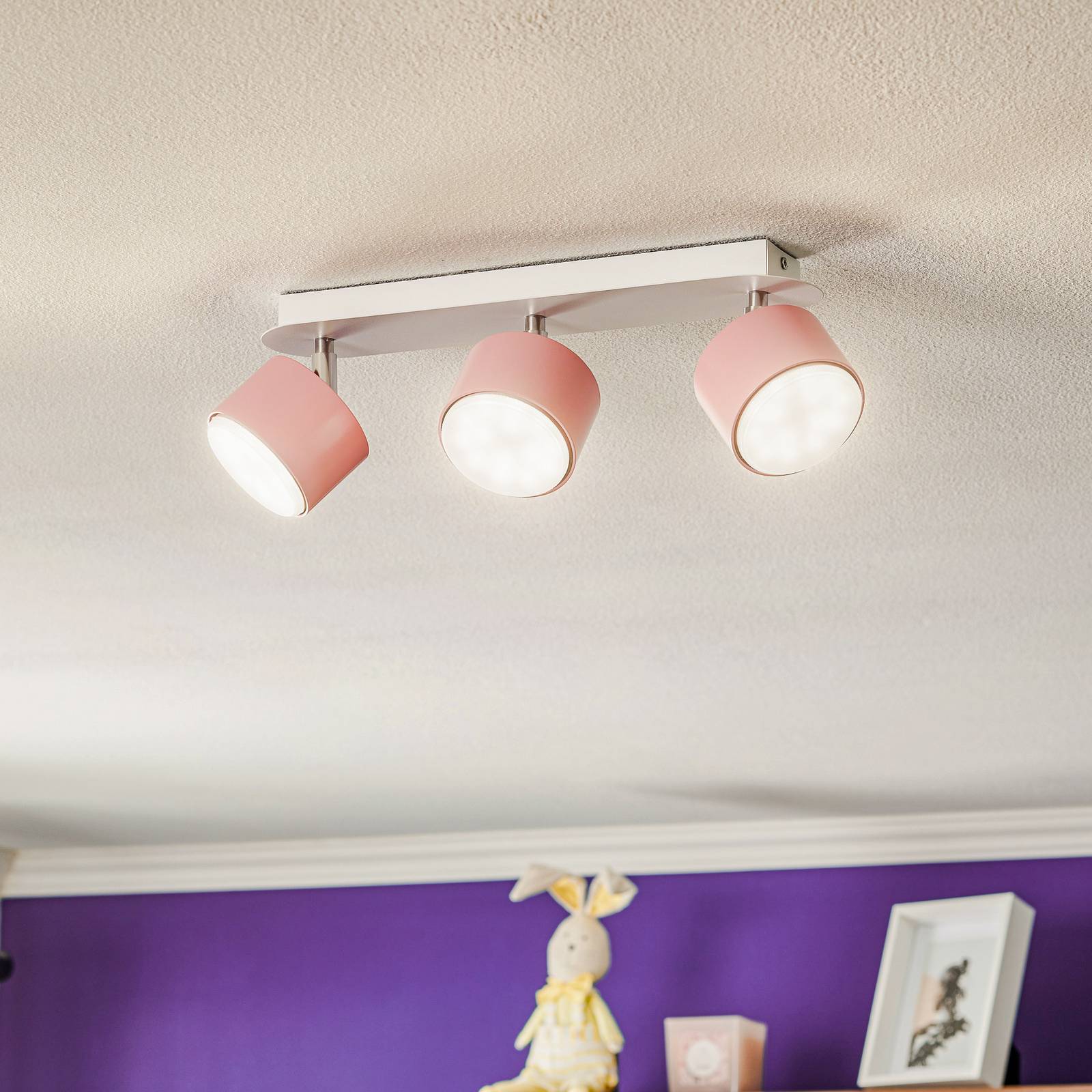 eko-light cloudy spot pour plafond à trois lampes rose