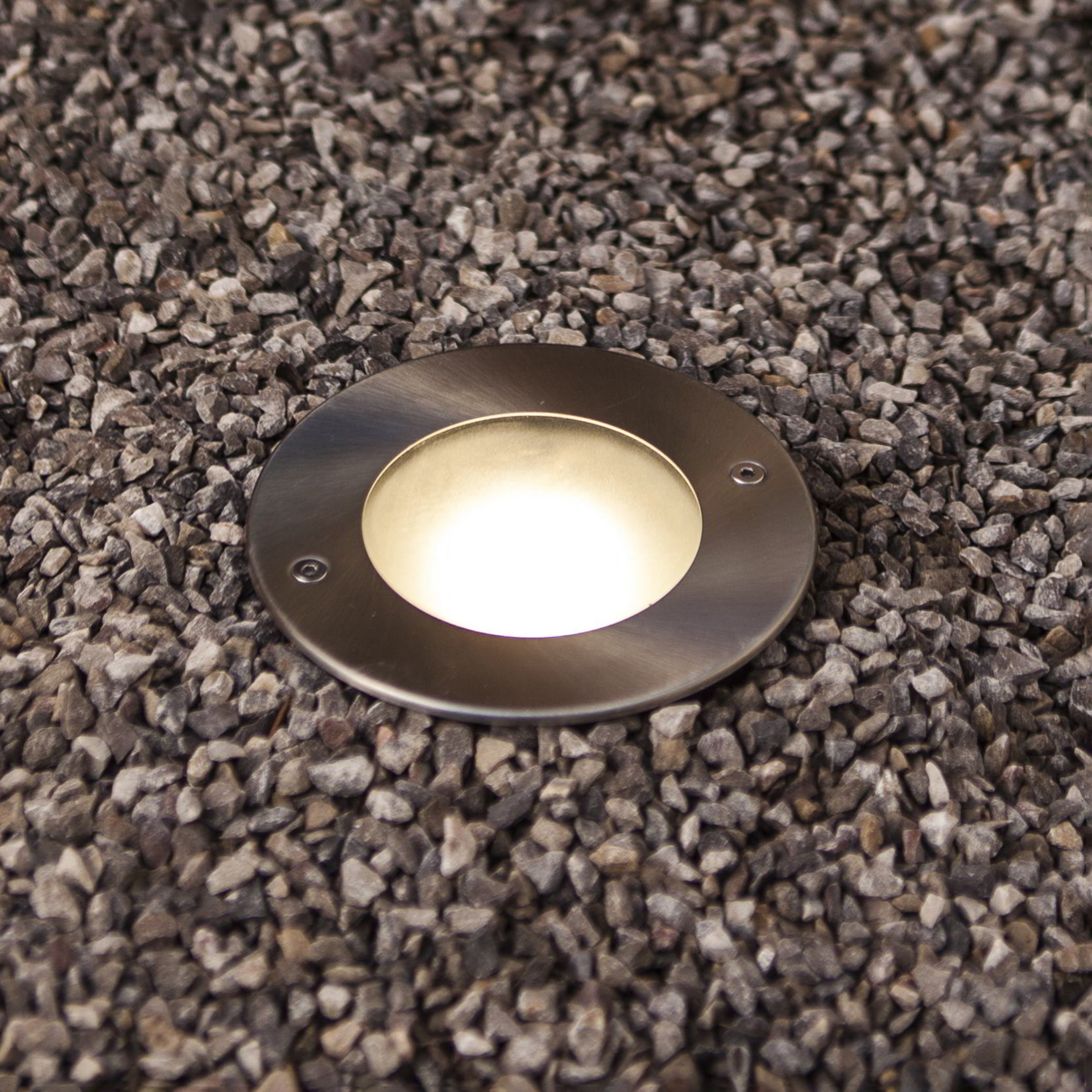 Oprawa wpuszczana podłogowa LED Strata, Ø 12 cm, aluminium, 90°, IP67