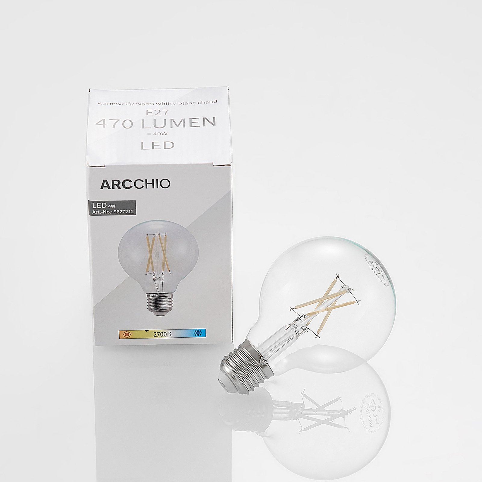 LED-Lampe E27 4W G80 2.700K Filament dimmbar klar