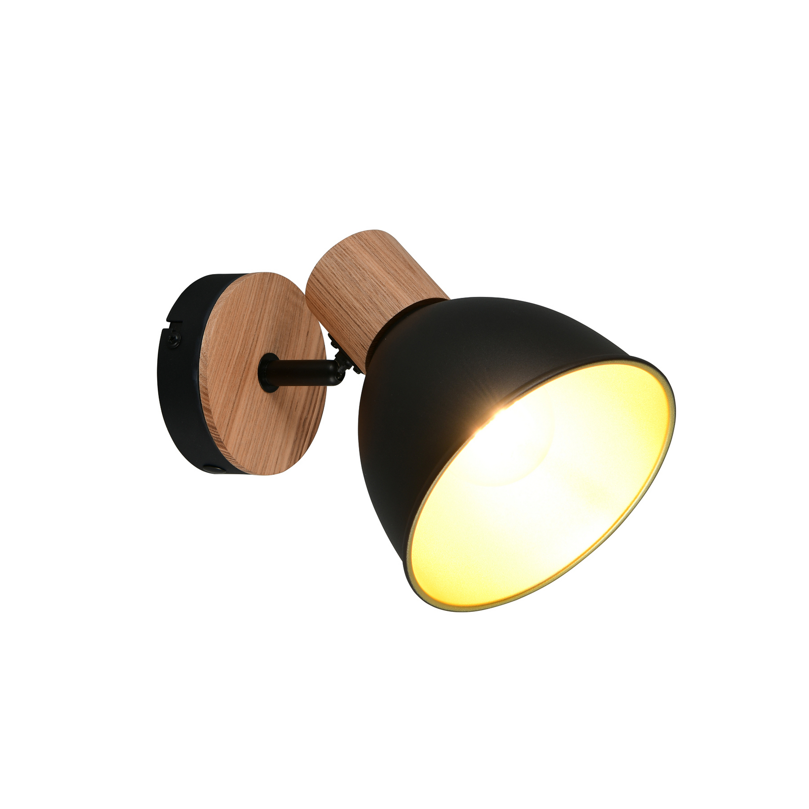 Φωτιστικό οροφής Delume, μαύρο, Ø 15 cm, 1 φως, μέταλλο/ξύλο