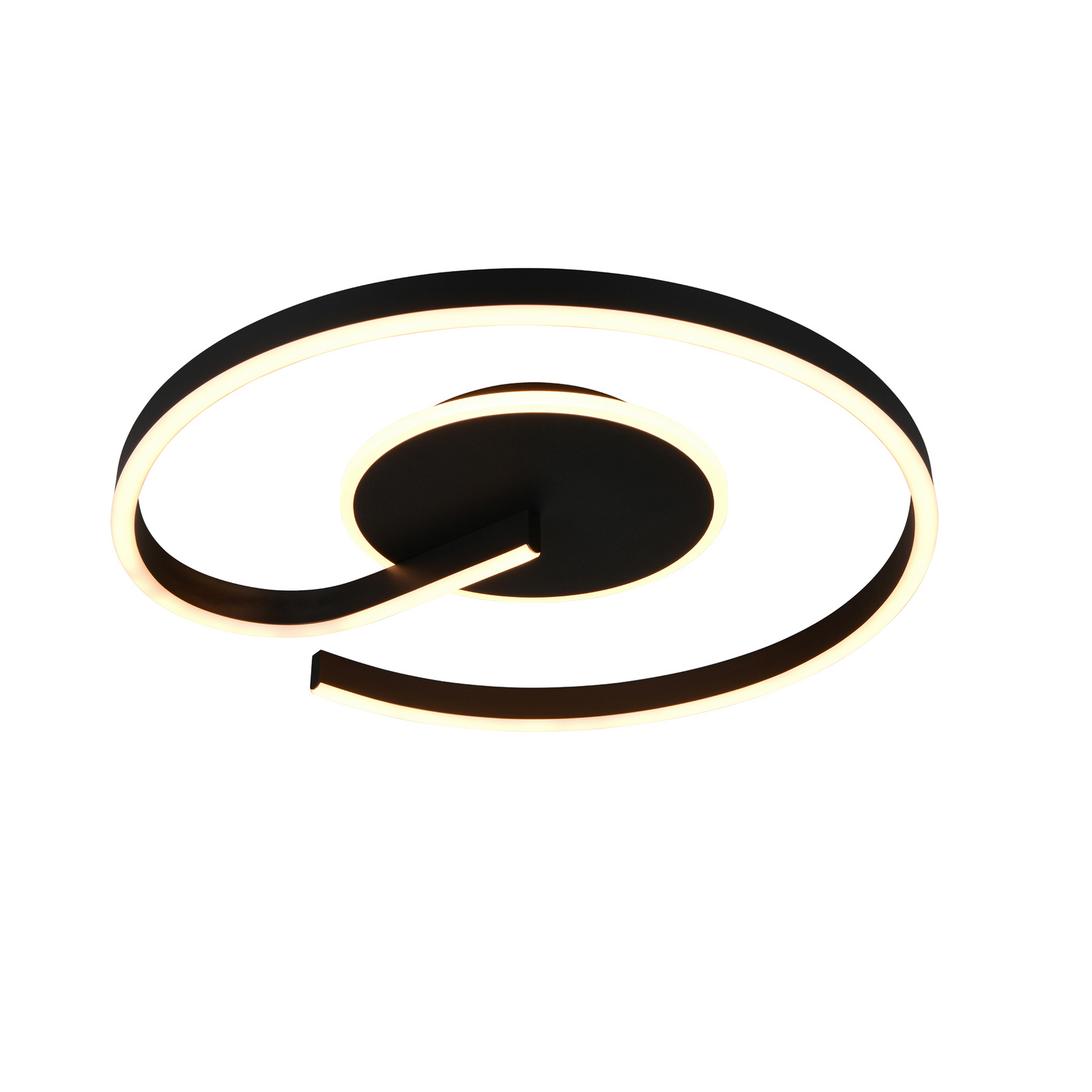 LED griestu lampa Calle, melna, Ø 50 cm, CCT, dimmerējama