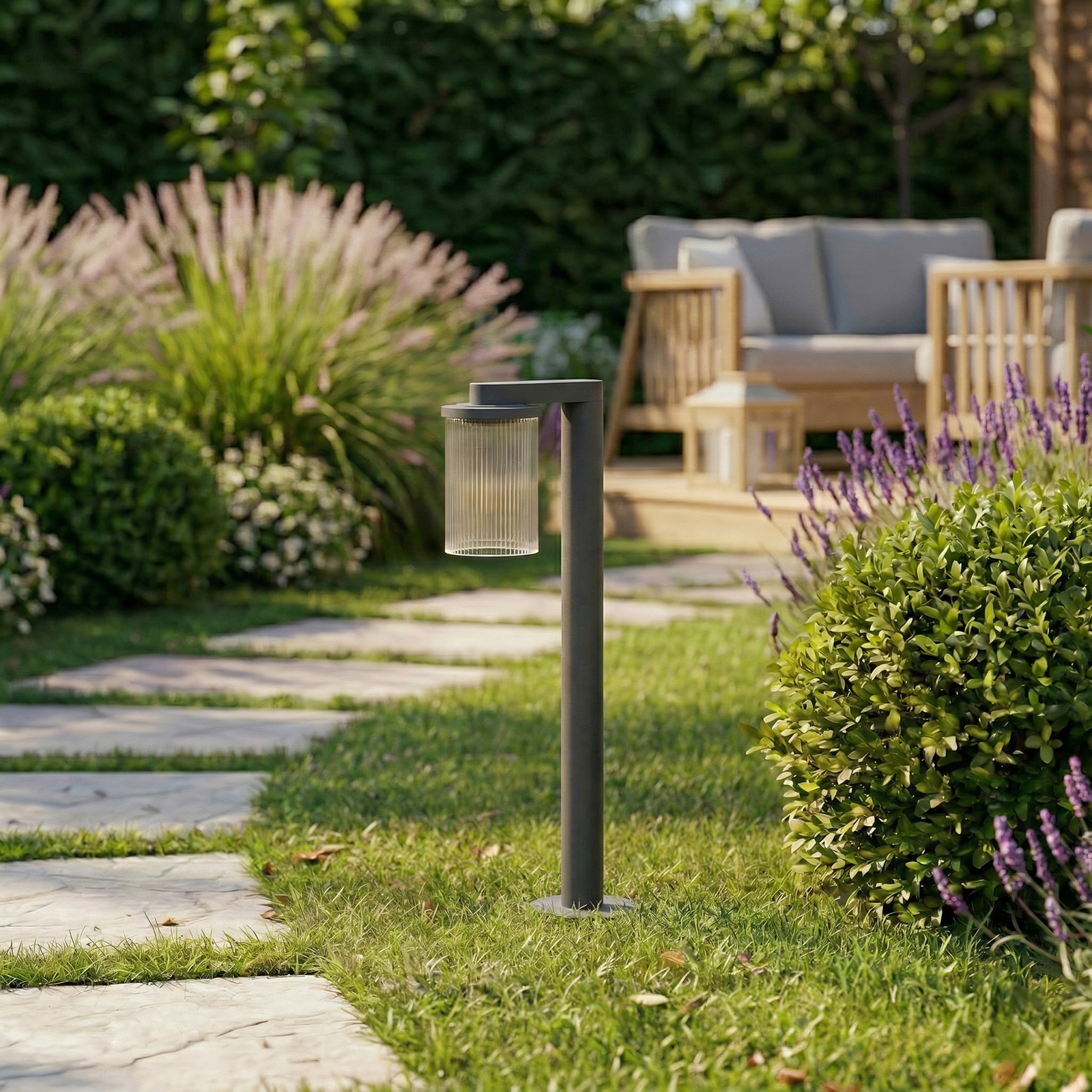 Bornă luminoasă LED pentru iluminat căi de acces Lucande Bee-G, antracit, 60