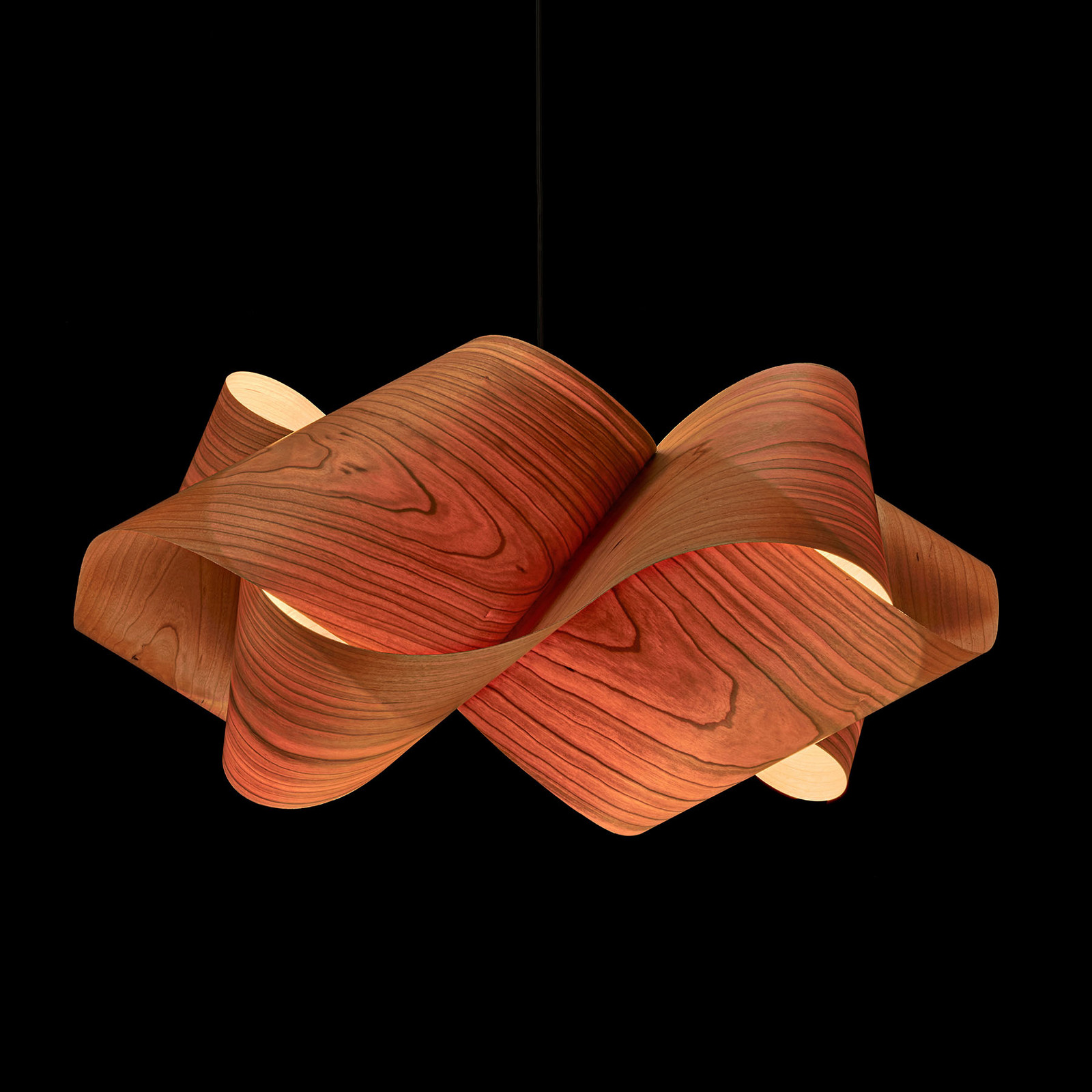 LZF LAMPS LZF Pandantiv vârtej cablu negru Ø 54cm cireș - Camera de zi / sufragerie - design - Lemn