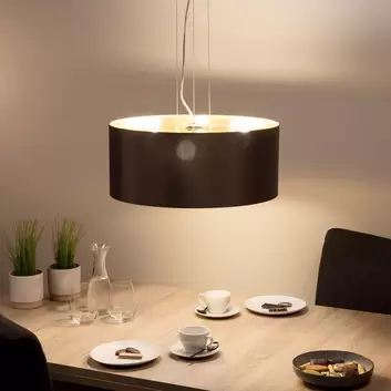 Lampadario Moderno Per Soggiorno Paralume Cappuccino E Oro Concessa Eglo