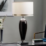 Lund table lamp, black/white, height 60 cm, textile