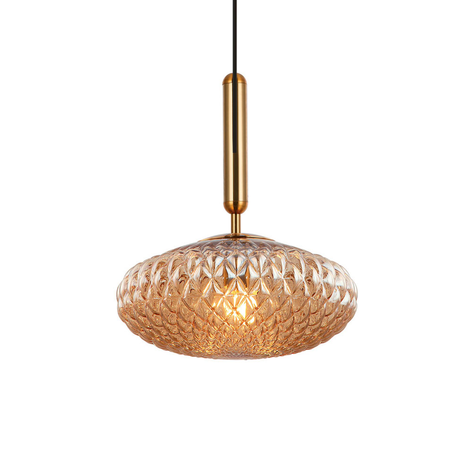 Viokef Ester hanging light made of glass, amber, for Living / Dining Room, glass, steel, E27, 40 W, energy efficiency: A++