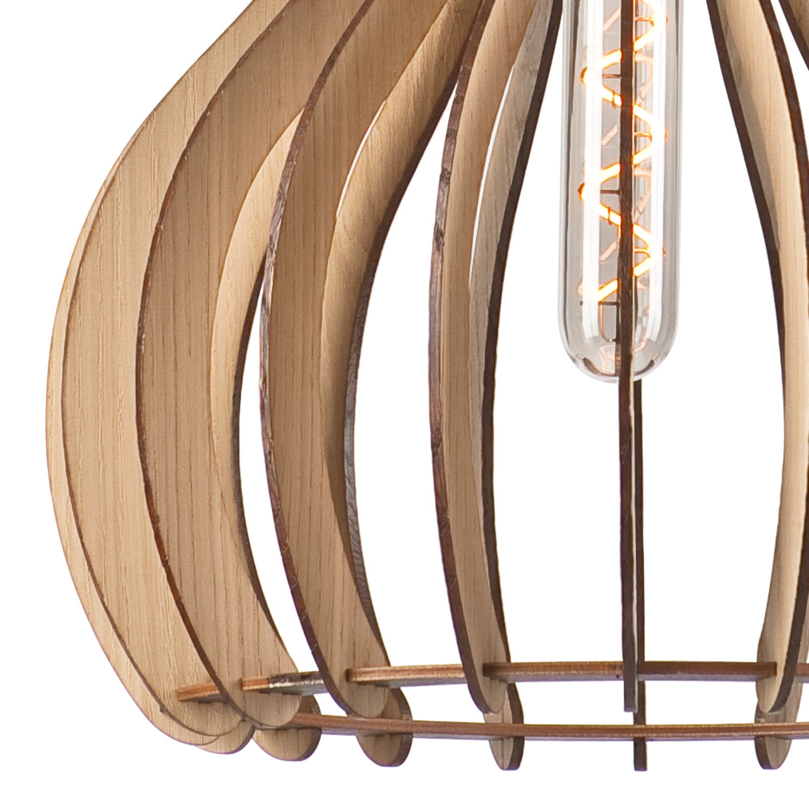 Envostar Falou pendant light, oak, Ø 25 cm