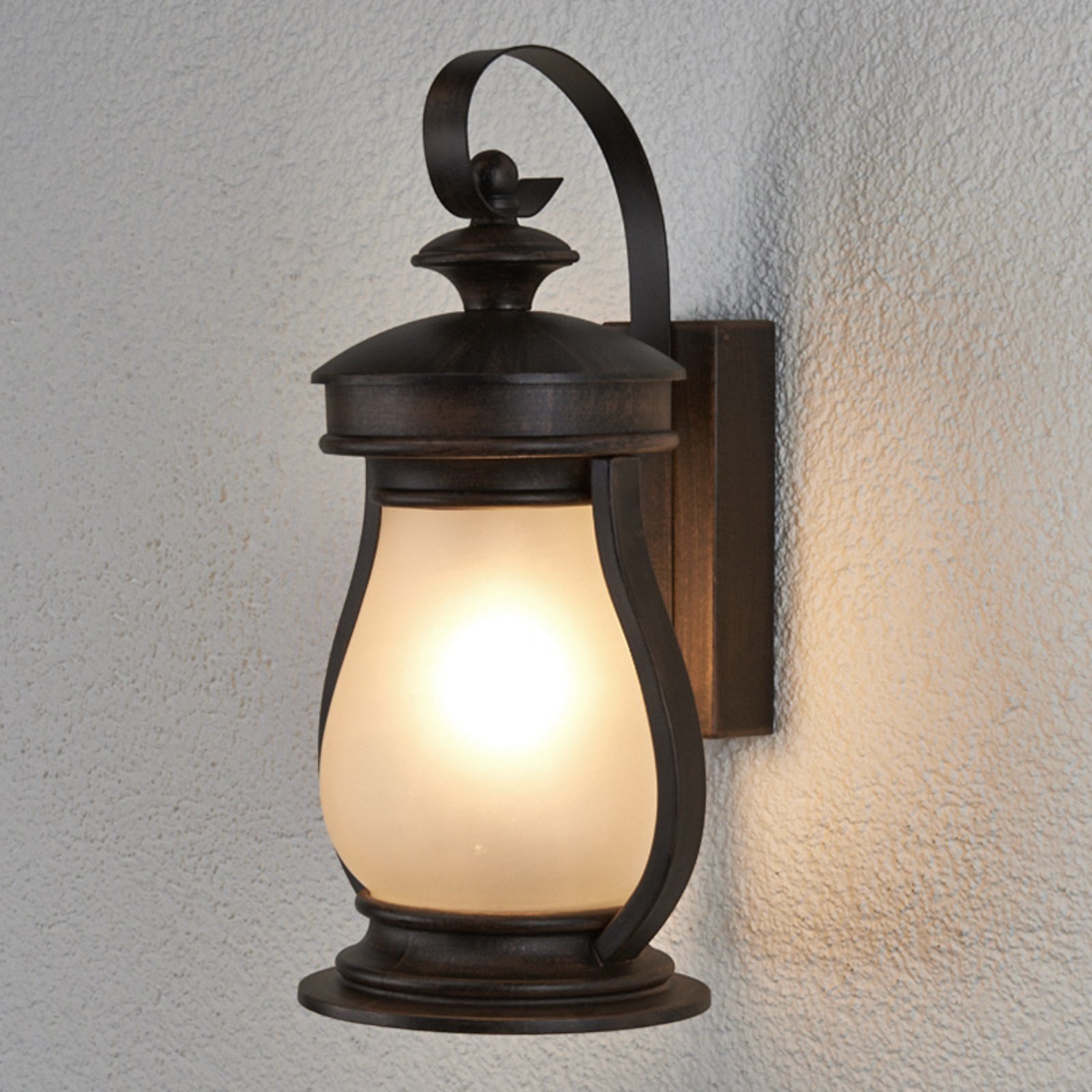 Lindby Rafael Outside Wall Light Elegant, Aluminium, glass, E27, 60 W, energy efficiency: A++, W: 19 cm, H: 37 cm
