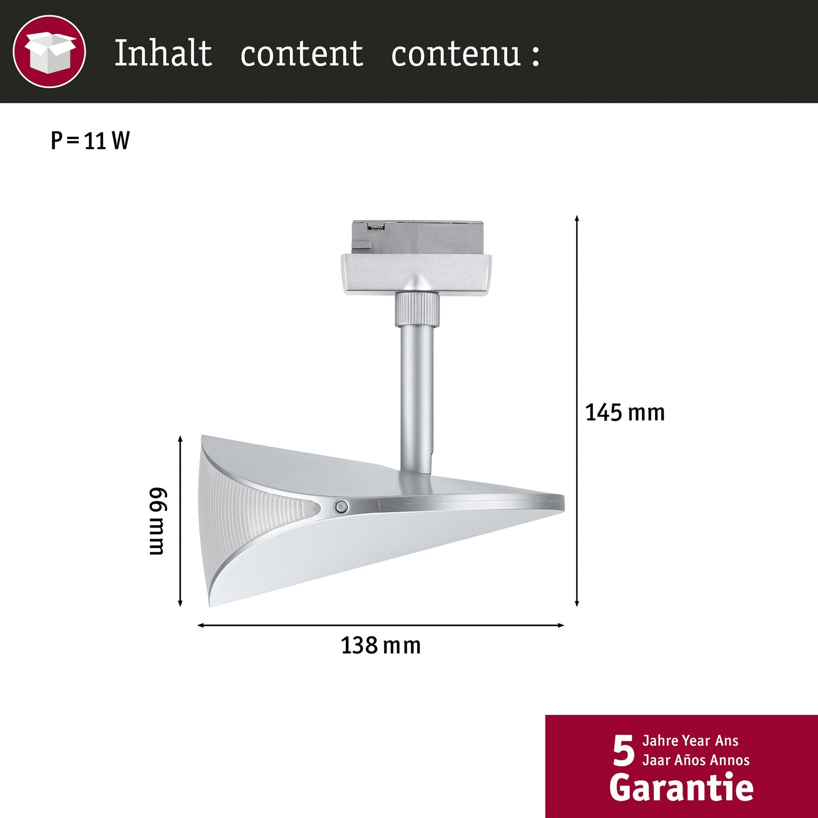 Paulmann URail track spotlight Alejandro chrome 4,000K dimmable