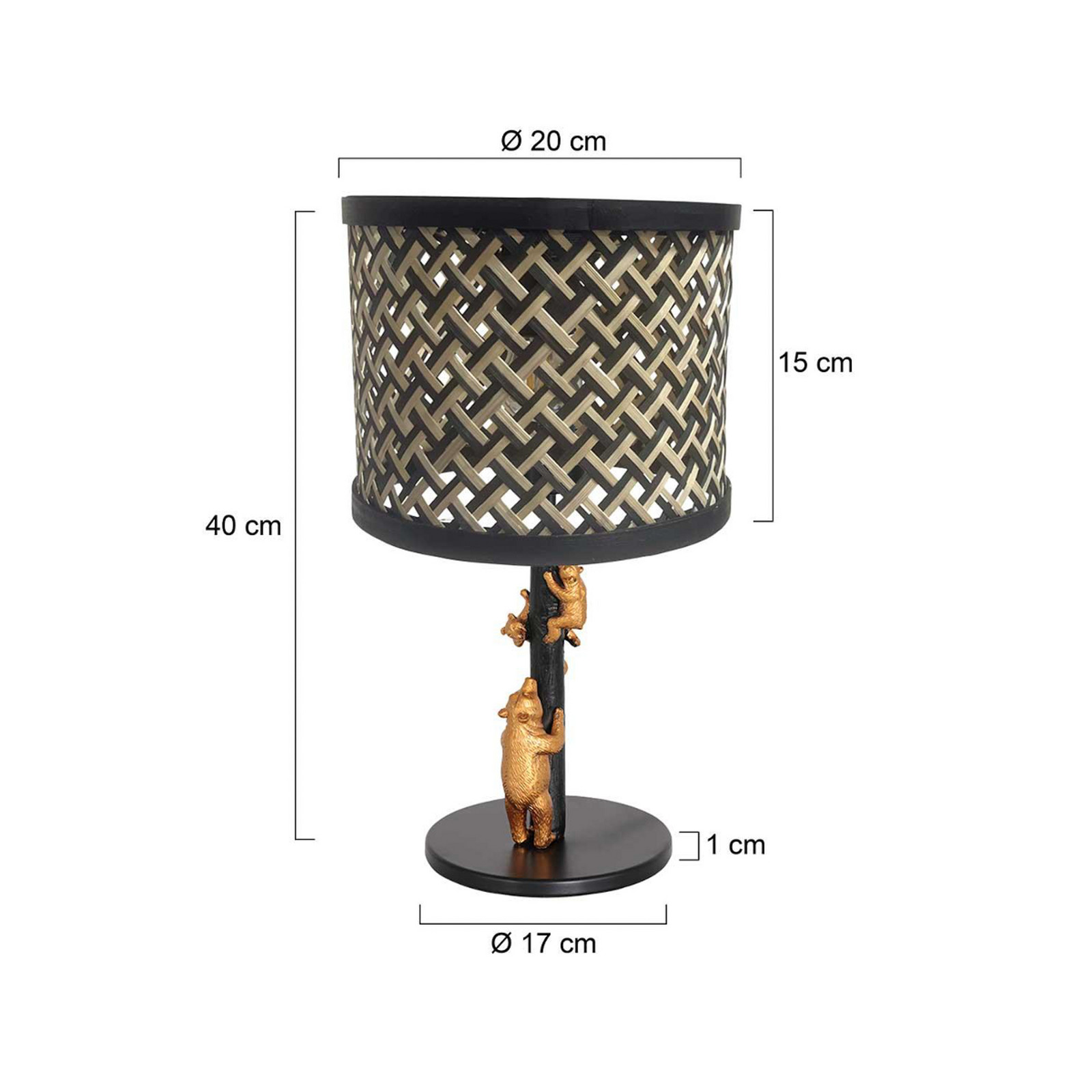Steinhauer Lampă de masă Animaux 3713ZW negru/piese de răchită naturală - Camera de zi / sufragerie - negru natural maro - Lemn