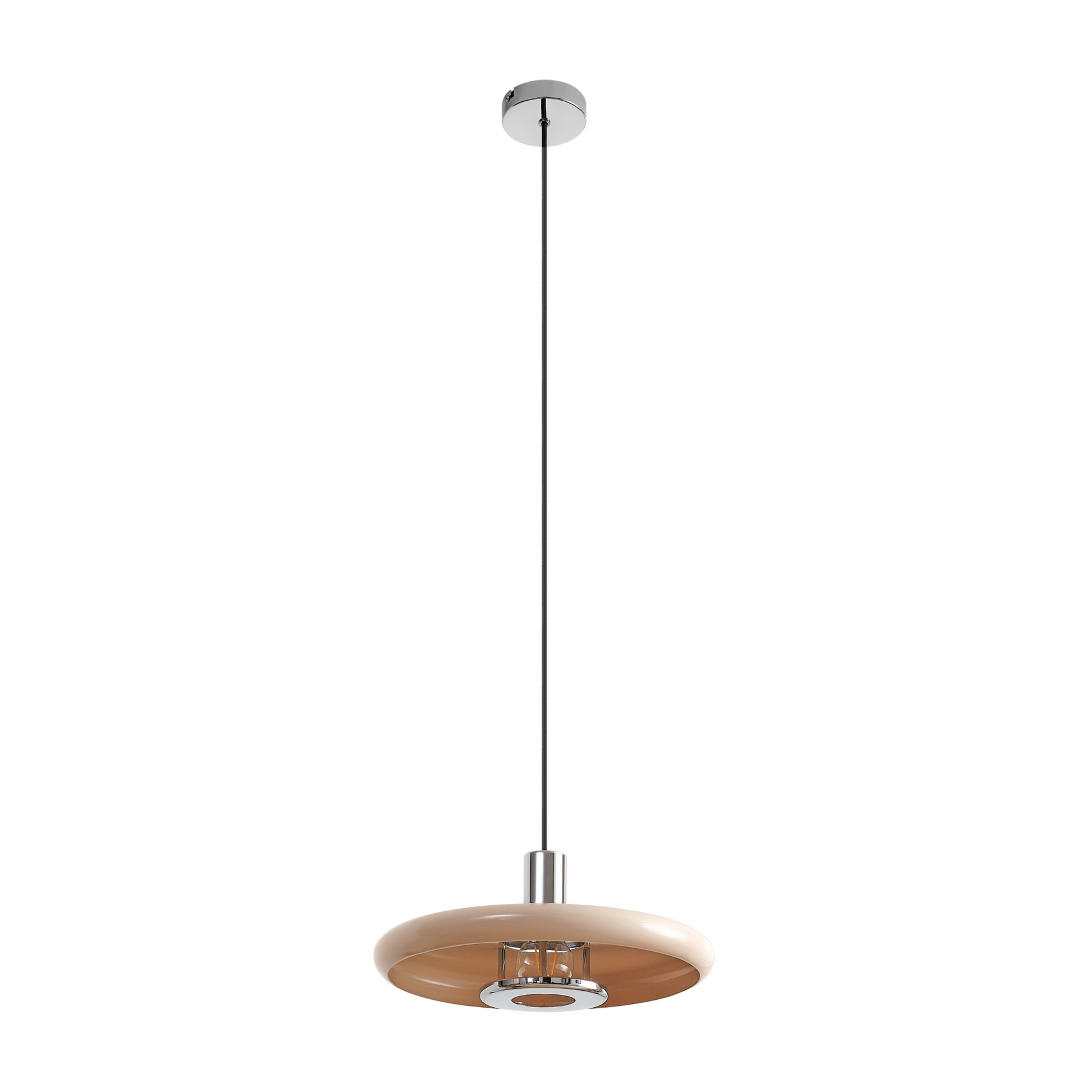Lampada a sospensione Branford, stile retrò, Ø 35 cm, beige, metallo - Lindby