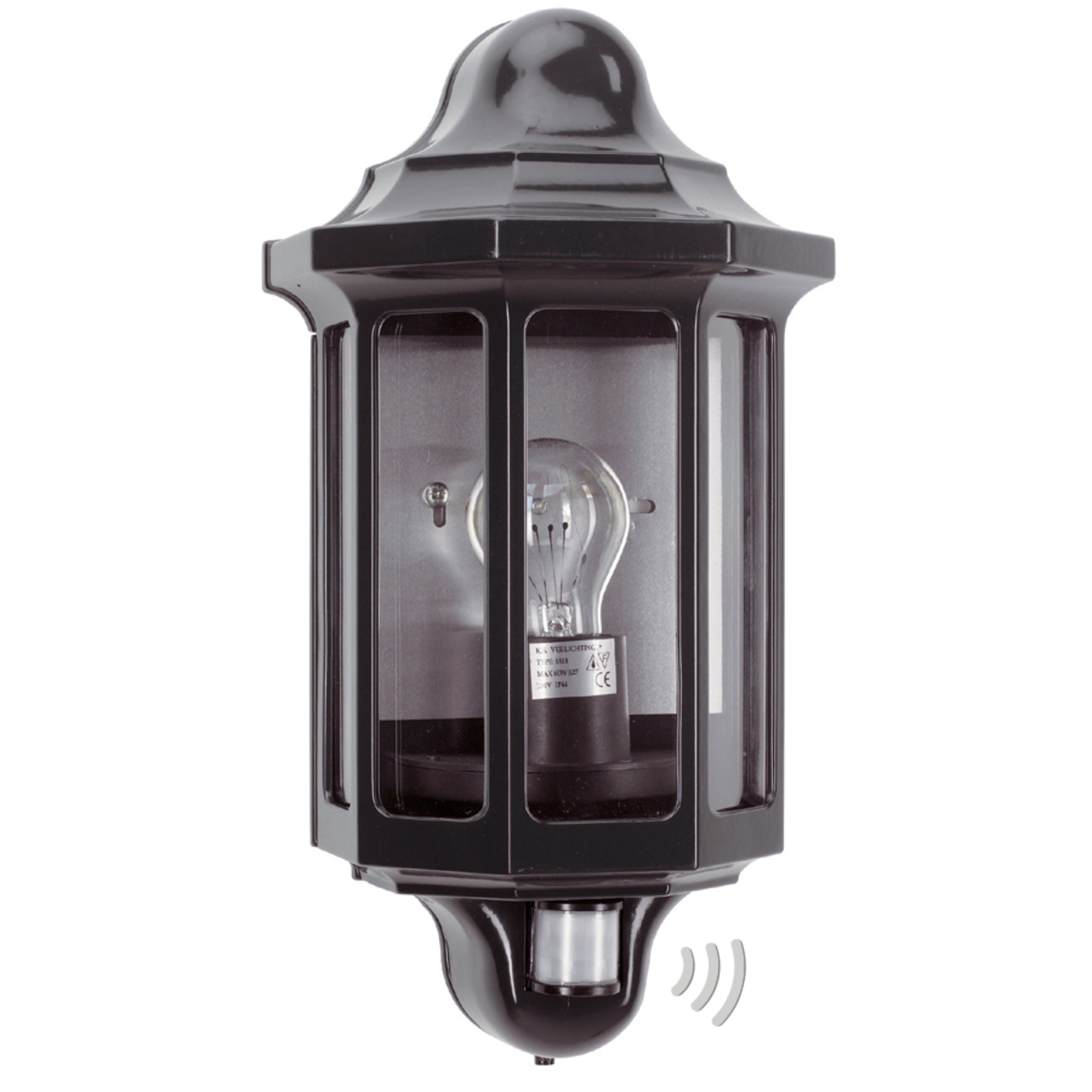 K. S. Verlichting Simple outdoor wall light Loreo, black, metal, glass, E27, 60 W, energy efficiency: A++, W: 20 cm, H: 40 cm