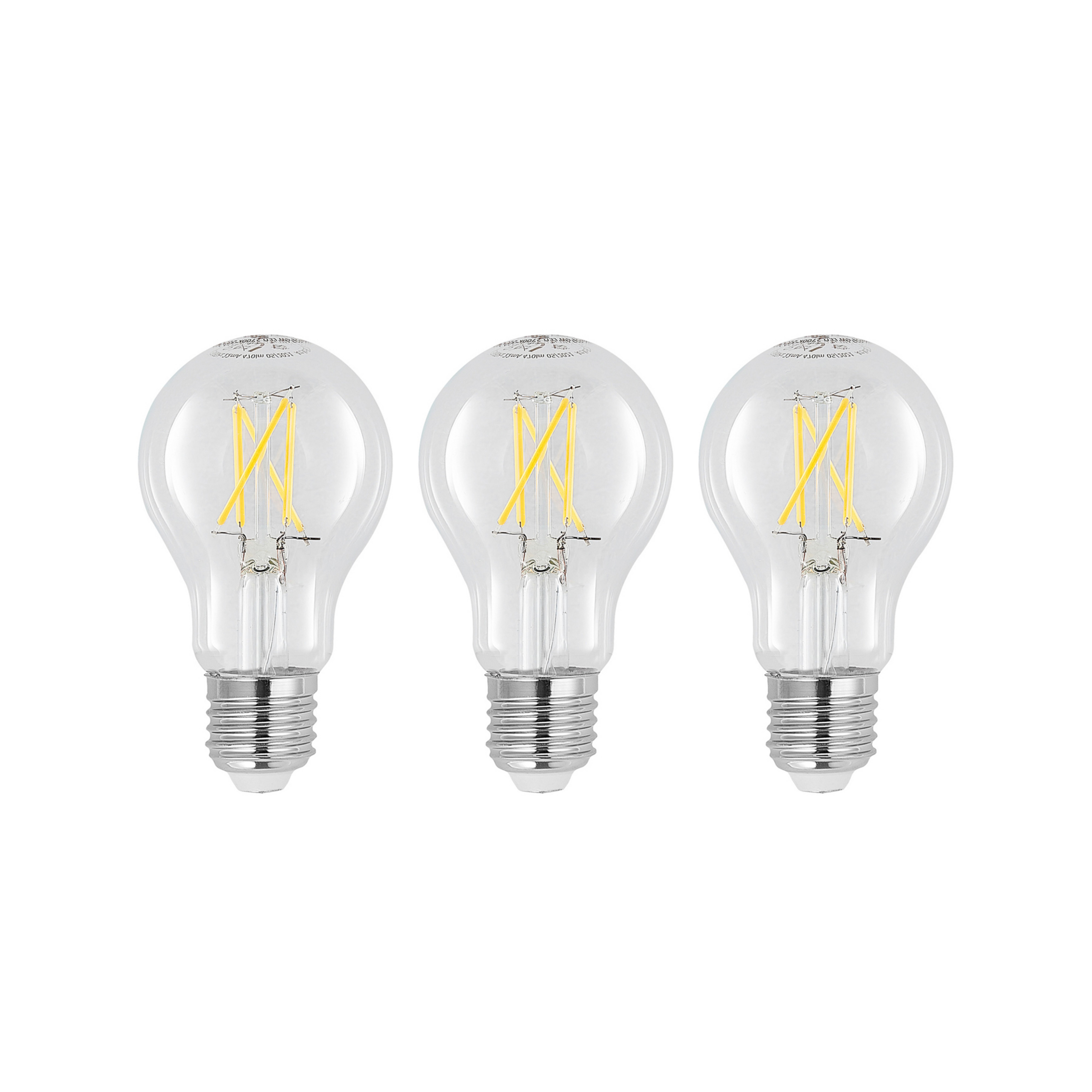 LED E27 4W 2.700K filamenti dimming trasparente 3x