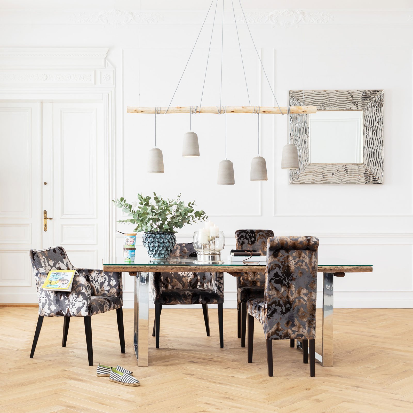 KARE Dining Concrete Cinque viseča svetilka 5fl. siva