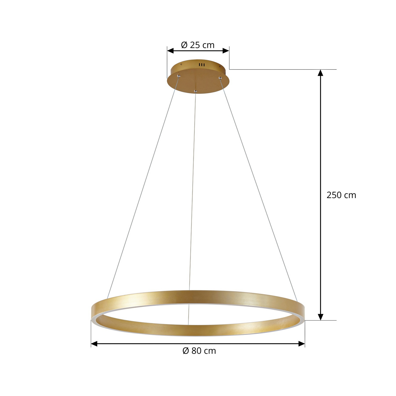 Lucande LED Pendant lamp Yonam, gold, Ø 80cm