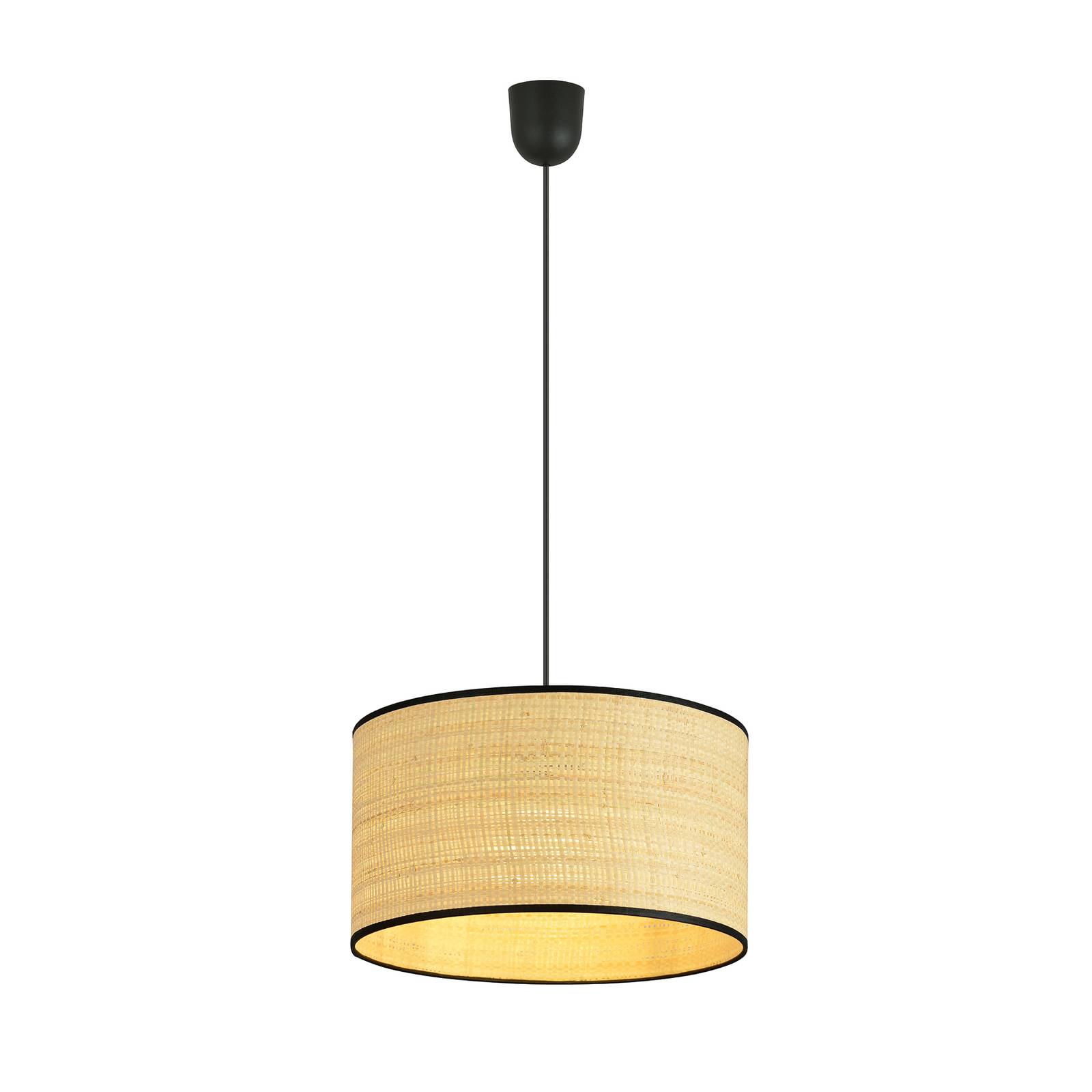 Euluna Aston hanging light, Ø 35 cm, rattan look, for Living / Dining Room, plastic, fabric, E27, 60 W