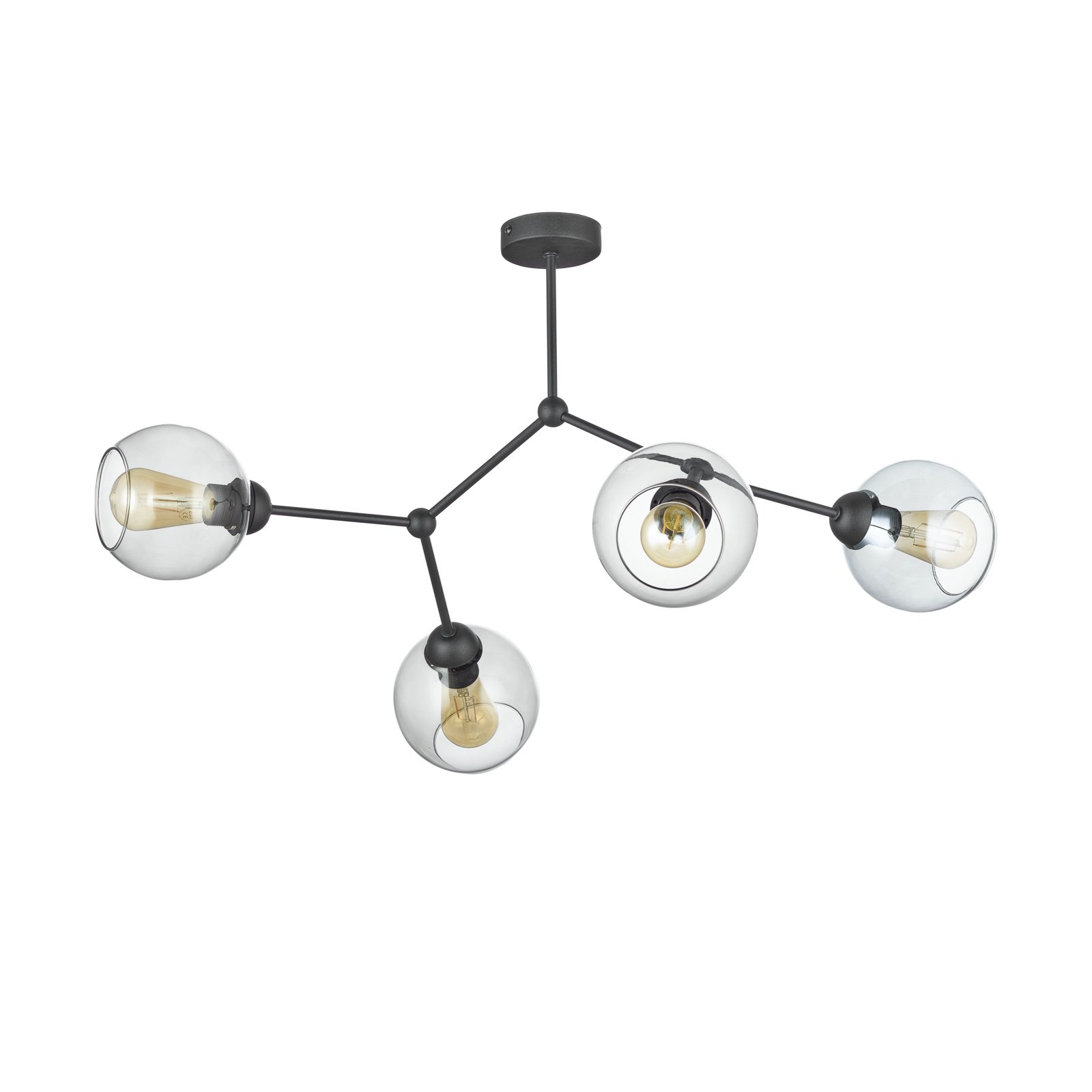 TK LIGHTING Fairy ceiling light 1-bulb clear grey/black, for Living / Dining Room, glass, metal, E27, 60 W, energy efficiency: A++, L: 75 cm, W: 40 cm, H: 40 cm