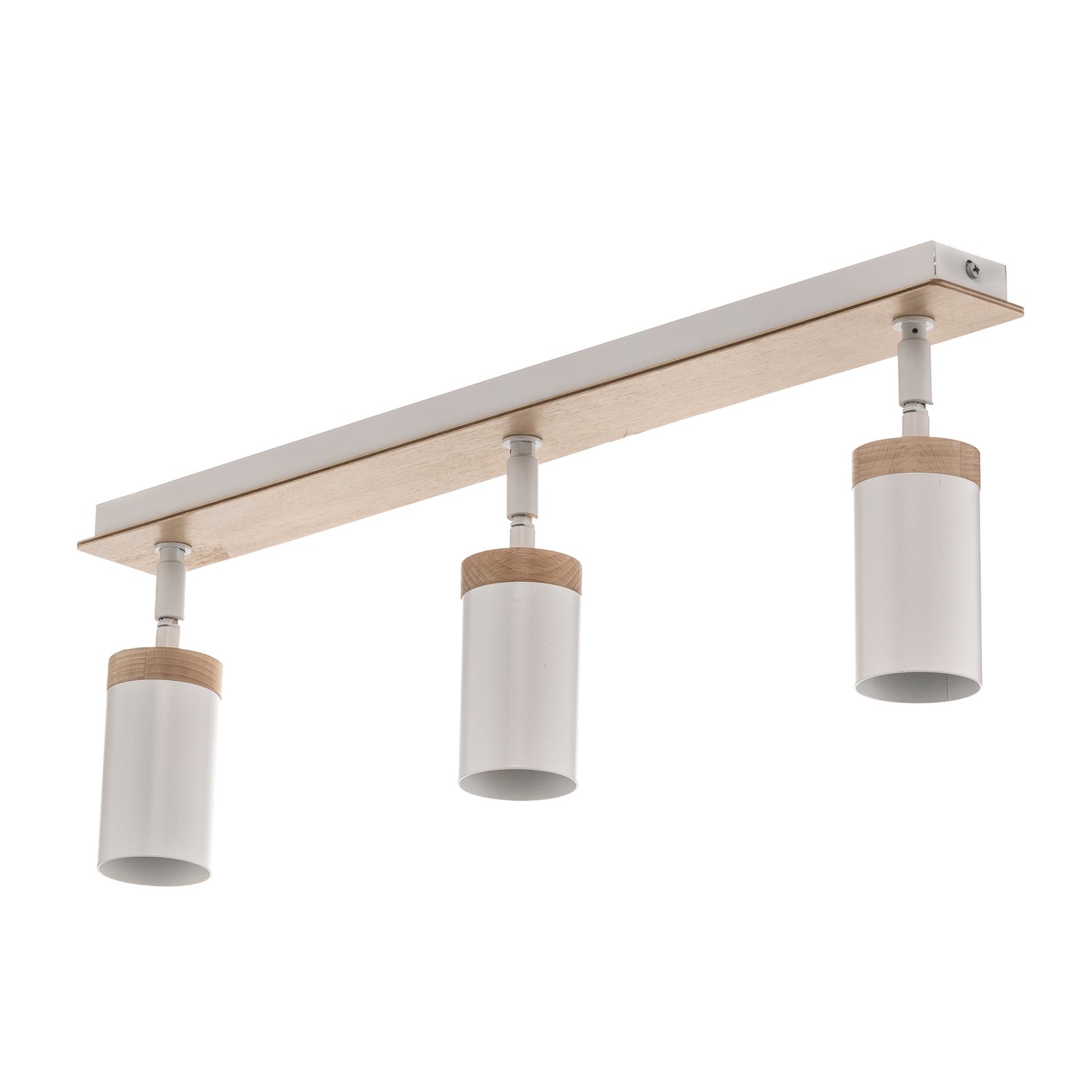 Plafondspot Elba met houtdetails 3-lamps, wit