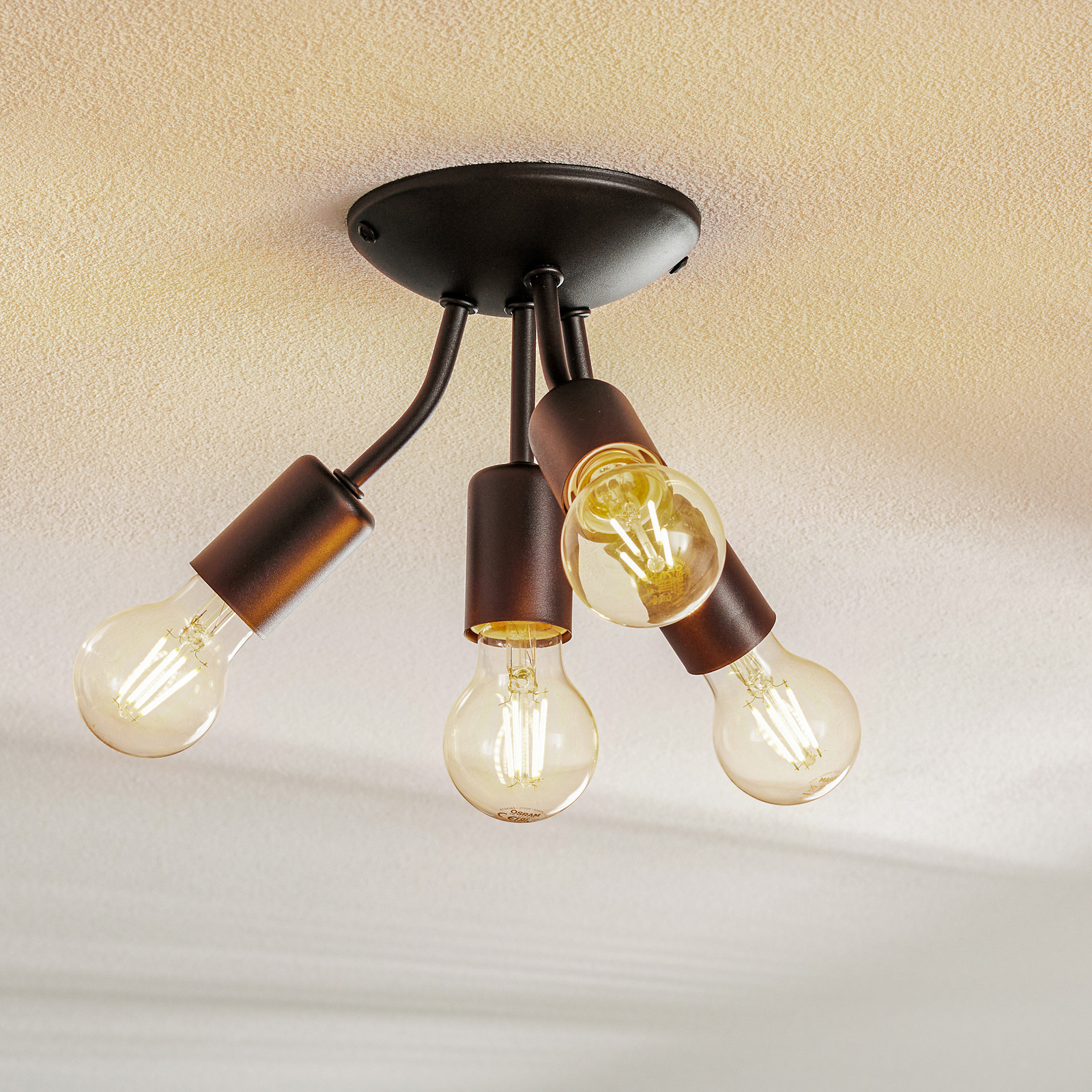 Go socket ceiling lamp, four-bulb, black