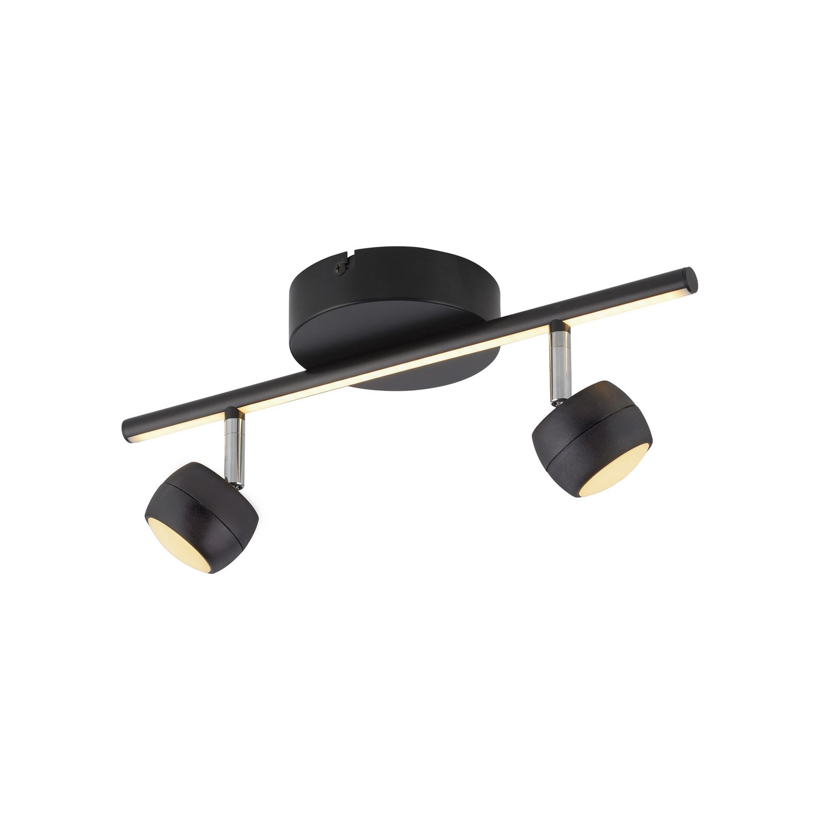 JUST LIGHT. LED-kattospotti Jarik, 2-osainen, musta, 3 000 K