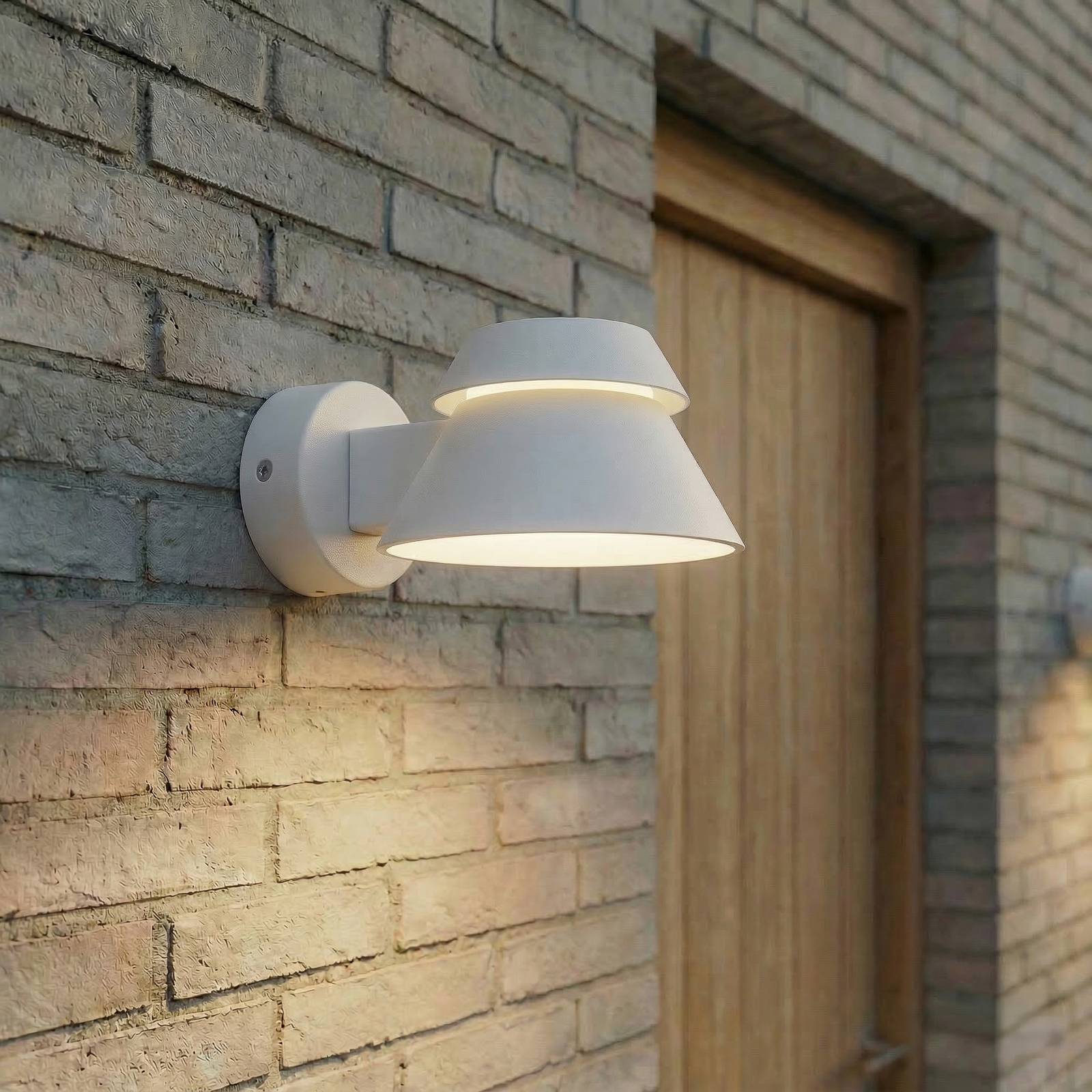 Lucande Venkovní nástěnné LED svítidlo Lucande Moena, světle šedé, kov, IP44