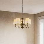 Mary chandelier with five lampshades, black/white