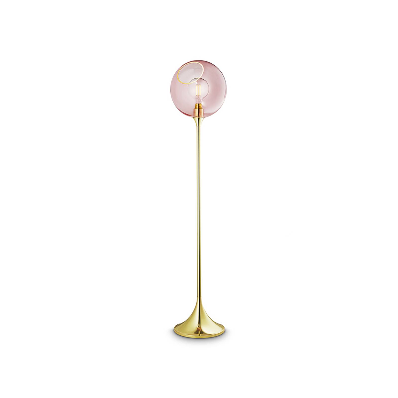 DESIGN BY US Stojací lampa Ballroom, růžová, sklo, ručně foukané, stmívatelné