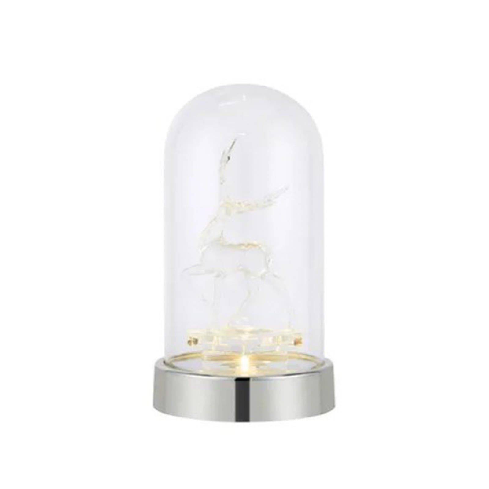 LED-Dekoleuchte Isla, chrom/klar, Rentier, Höhe 20 cm